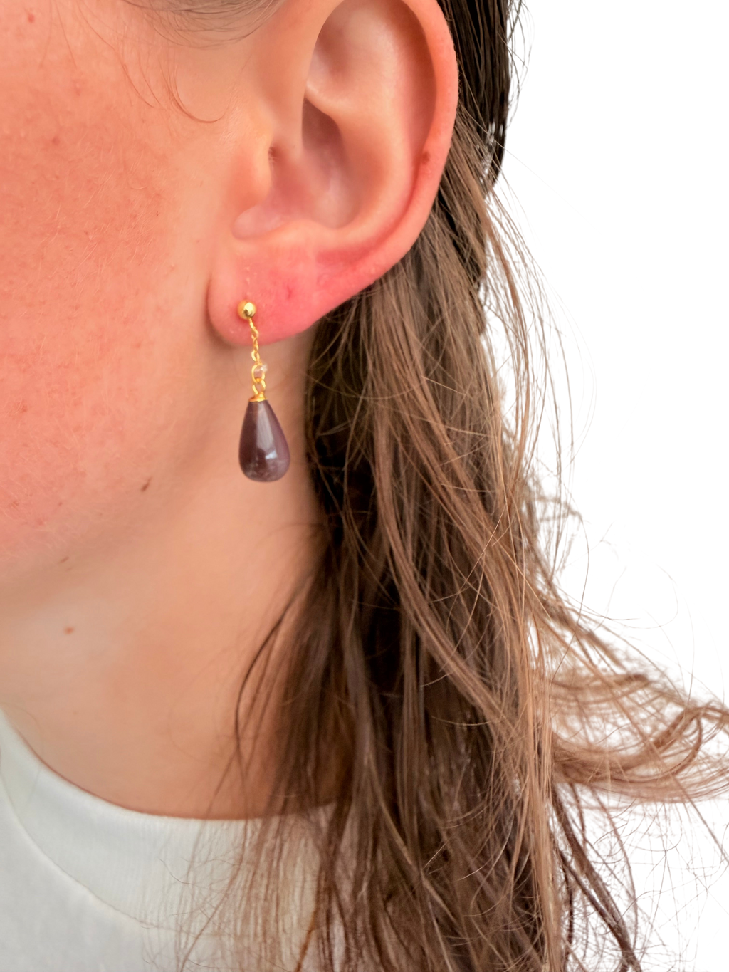 Ørering enkelt med lilla ametyst #19 Mix & Match