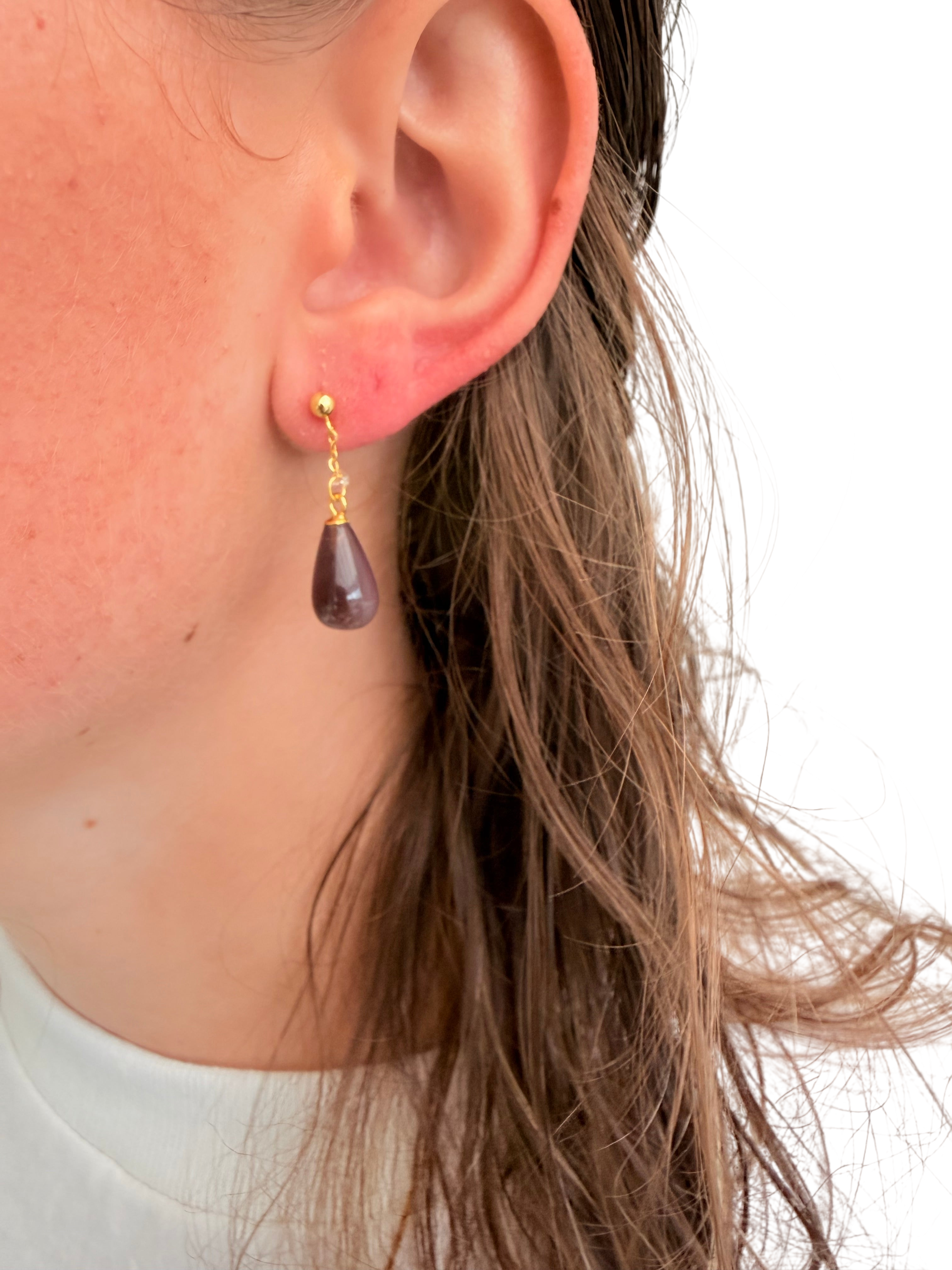 Ørering enkelt med lilla ametyst #19 Mix & Match