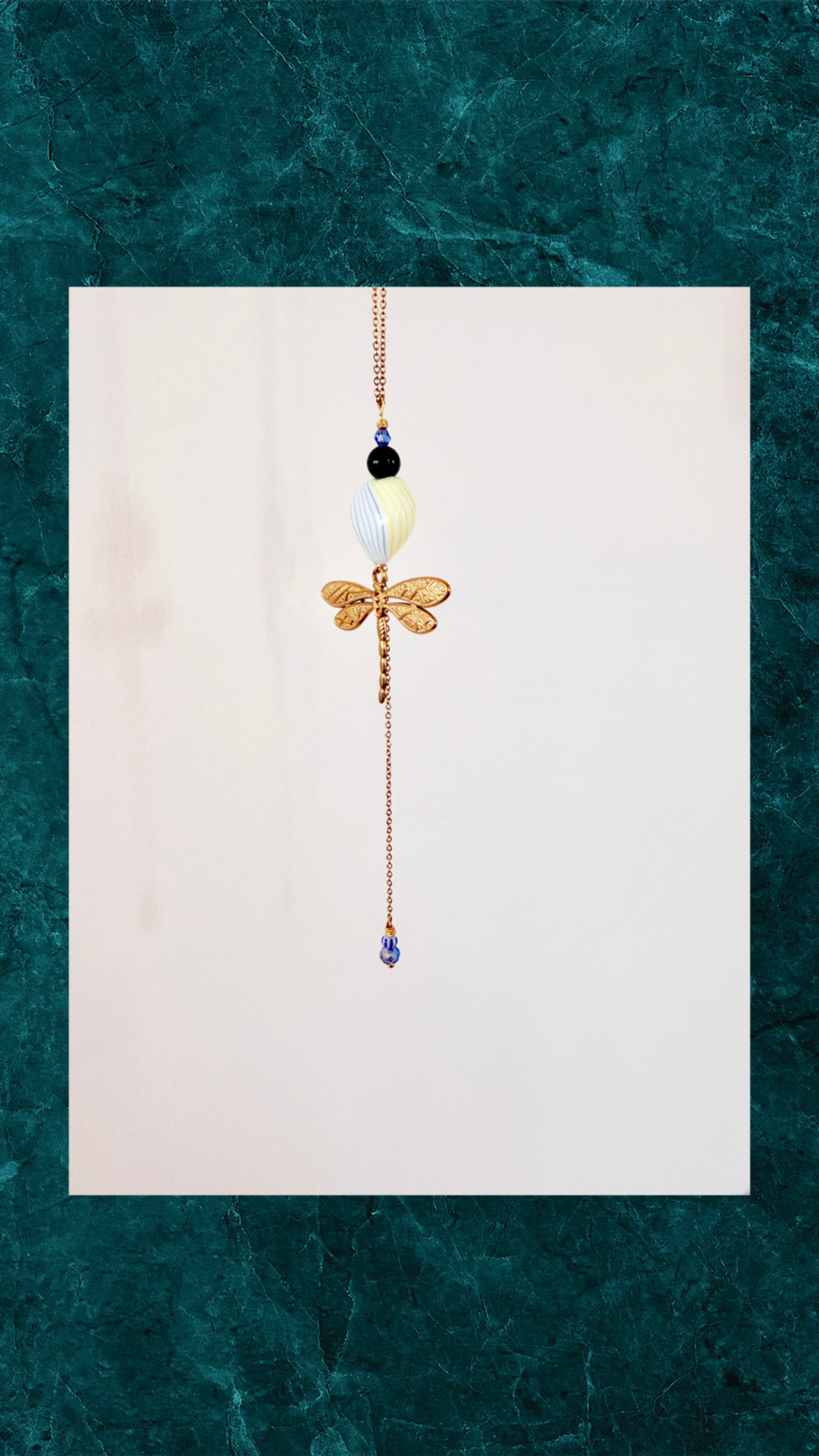 Forgyldt Y Halskæde - Glasperle og Guldsmed