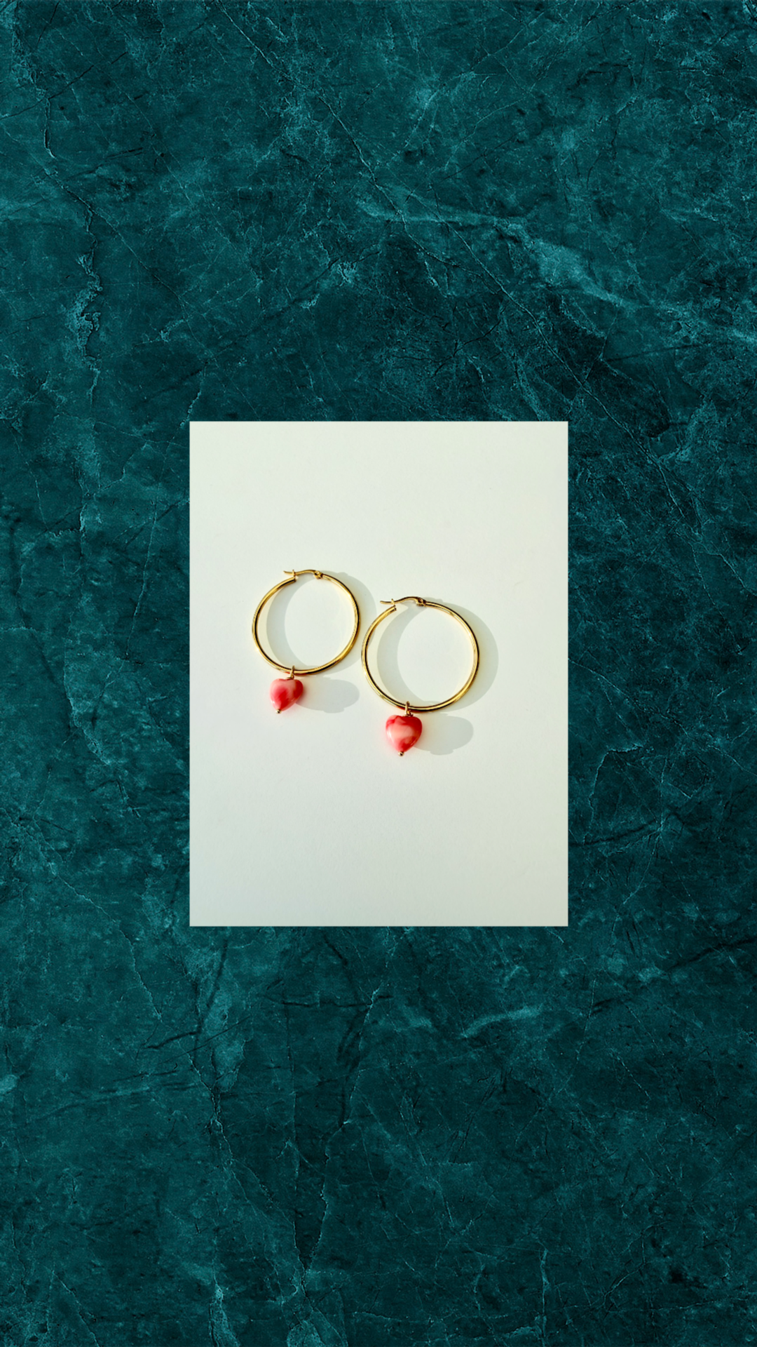 Forgyldte hoops øreringe med rosa hjerter #18