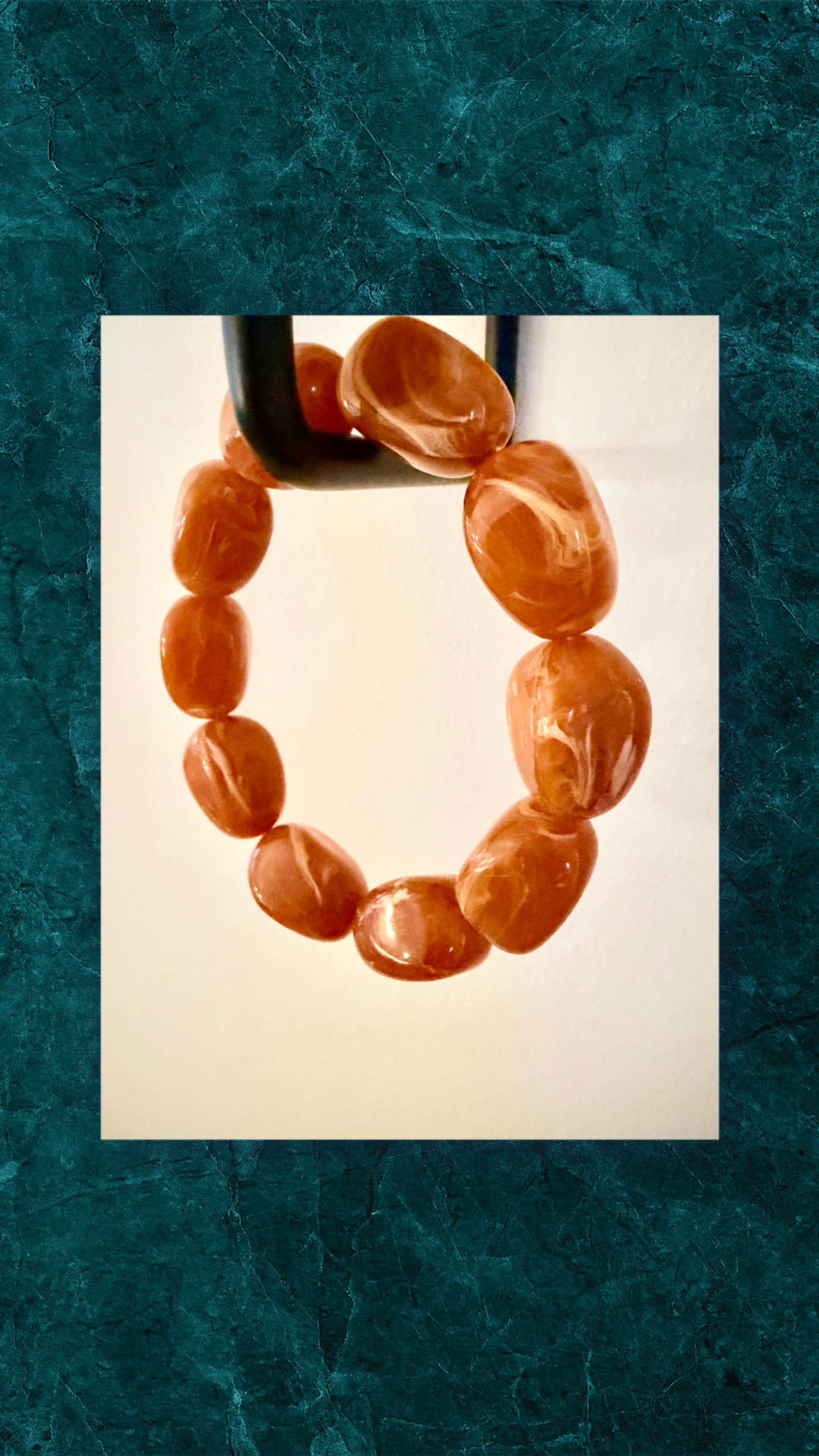 Armbånd med Orange og Brune Perler - Elastik