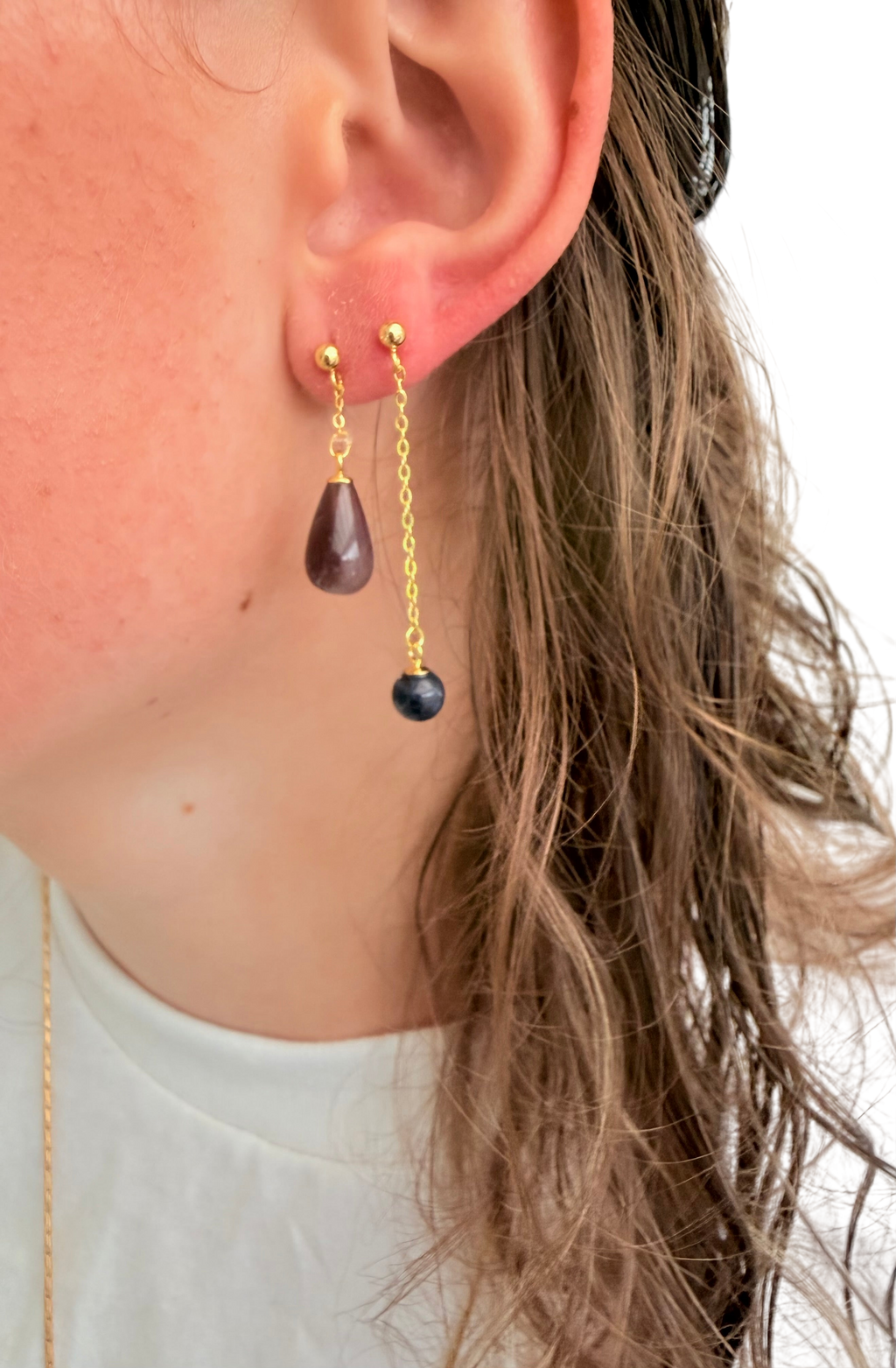Ørering enkelt med blå sodalit #22B Mix & Match