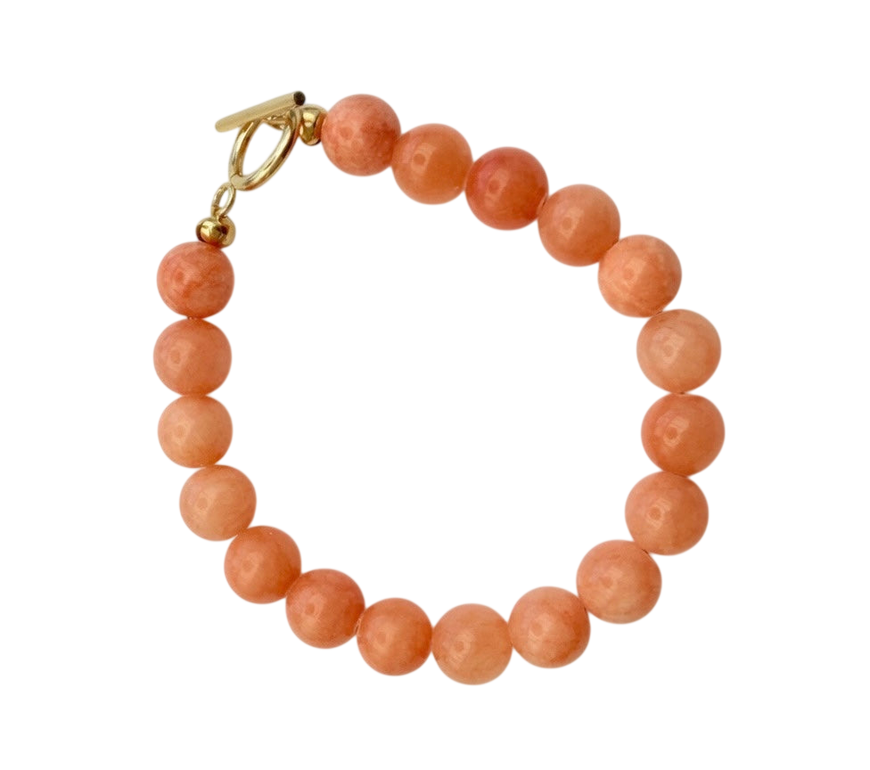 Håndlavet Forgyldt Armbånd med Orange Perler