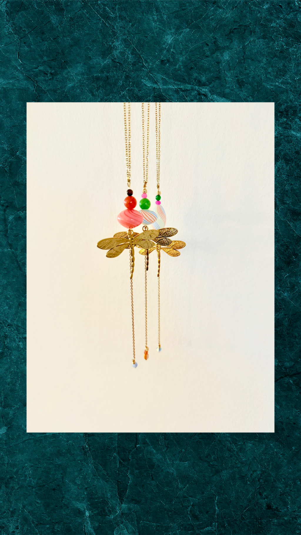 Håndlavet Y Halskæde med guldsmed og glasperle