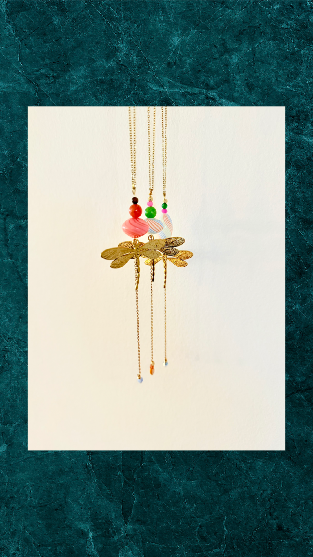 Håndlavet Y Halskæde med guldsmed og glasperle