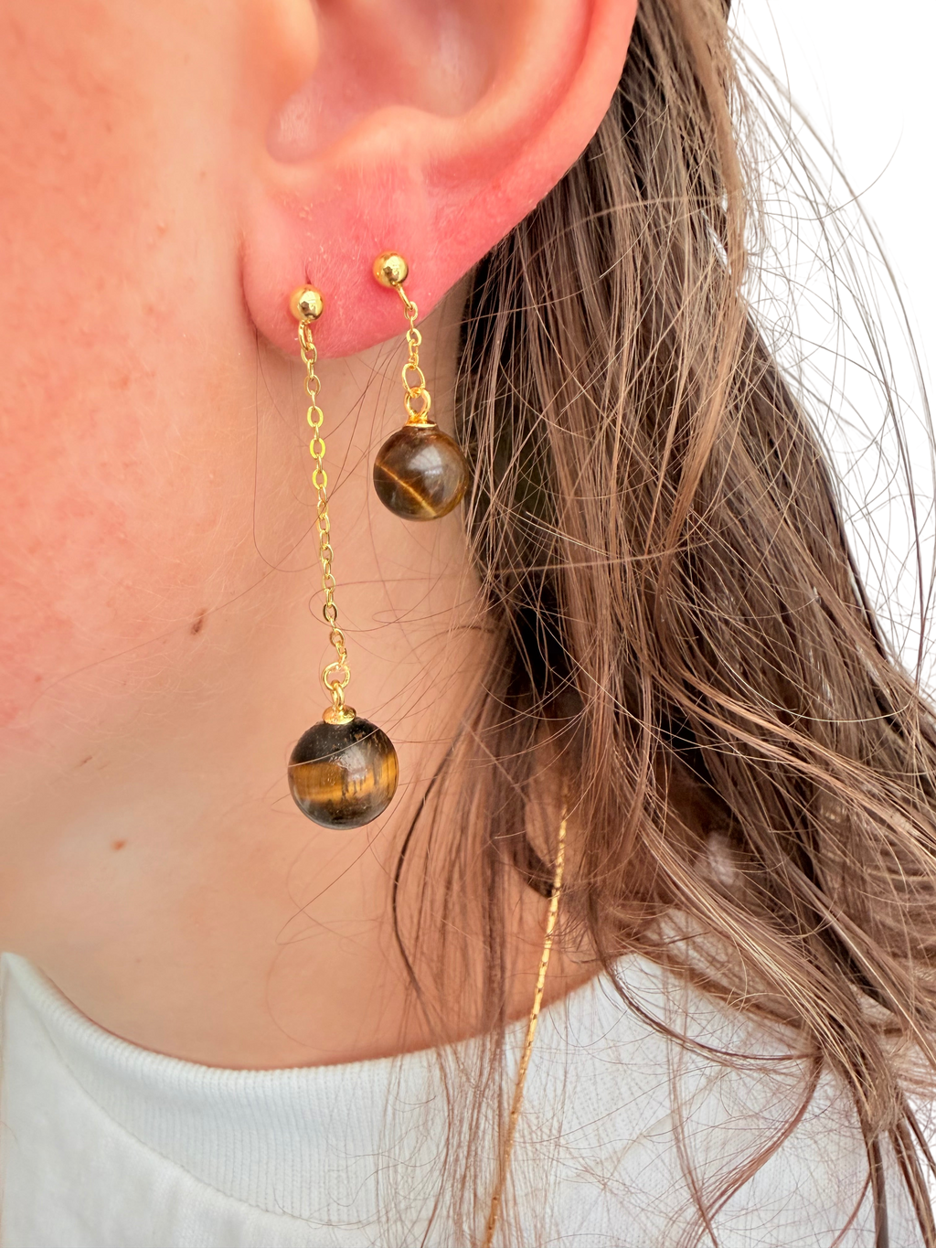 Ørering enkelt med tigereye #29 Mix & Match