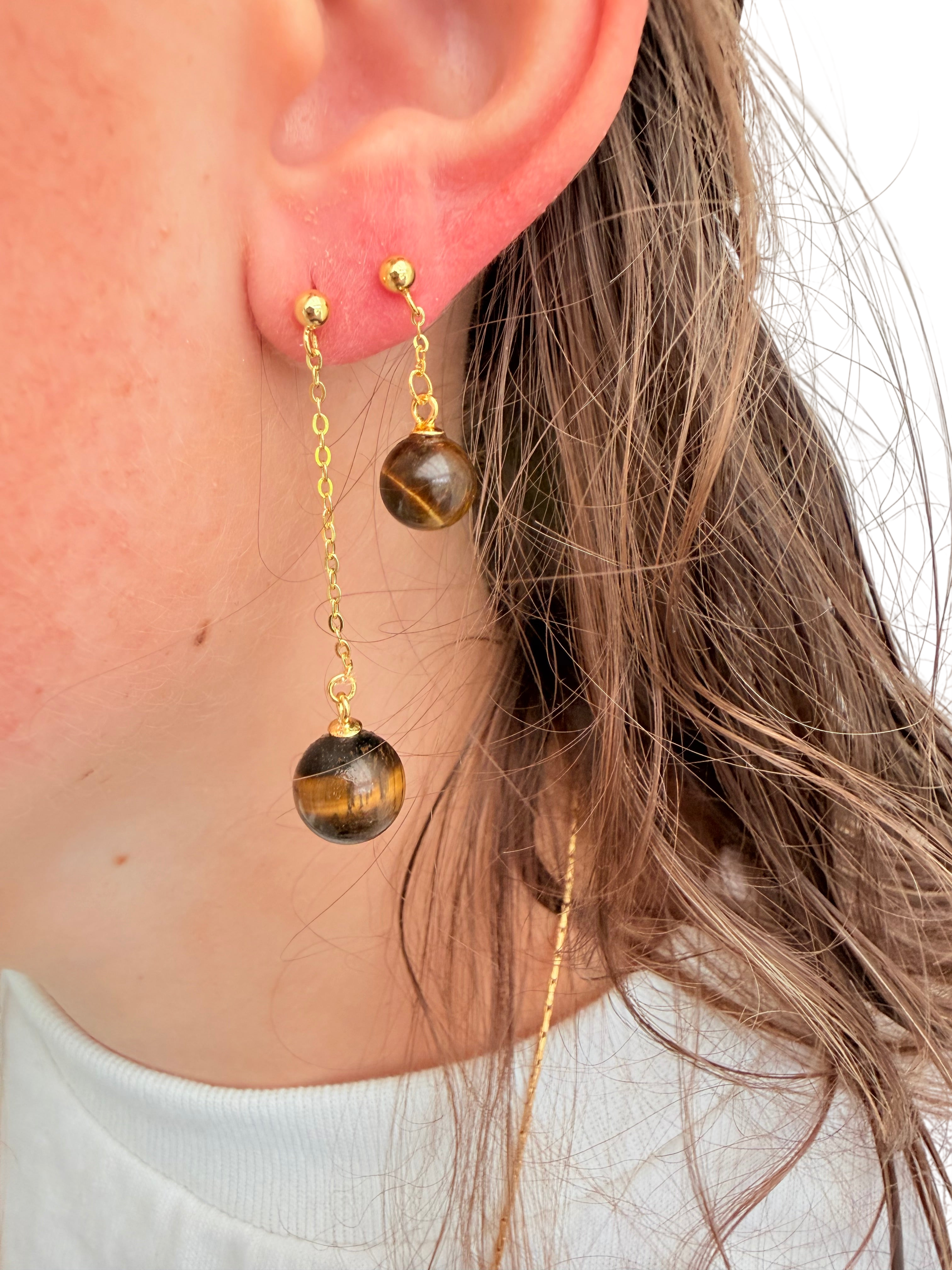 Ørering enkelt med tigereye #29 Mix & Match