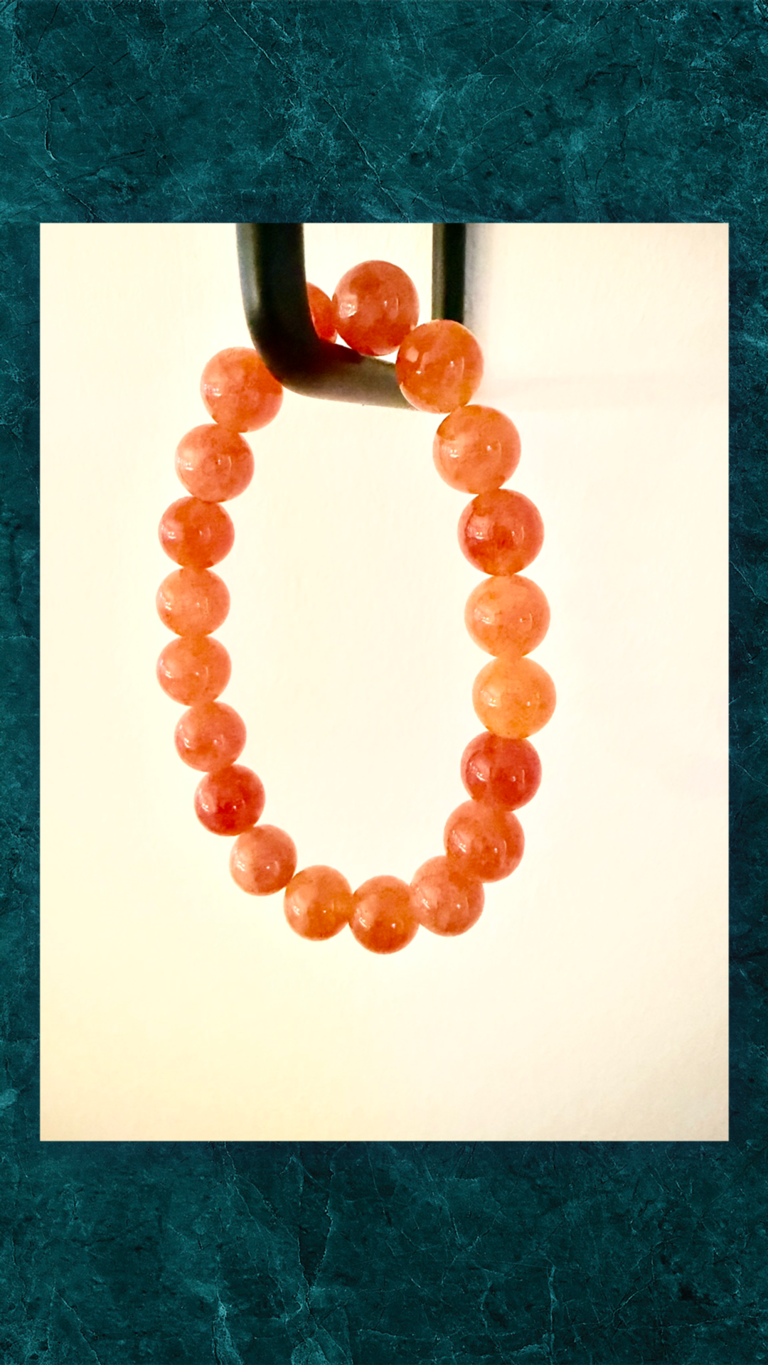 Orange Elastik Armbånd med Perler - Håndlavet