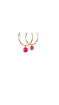 Håndlavede Forgyldte Hoops med Pink Jade Perle (30 mm)