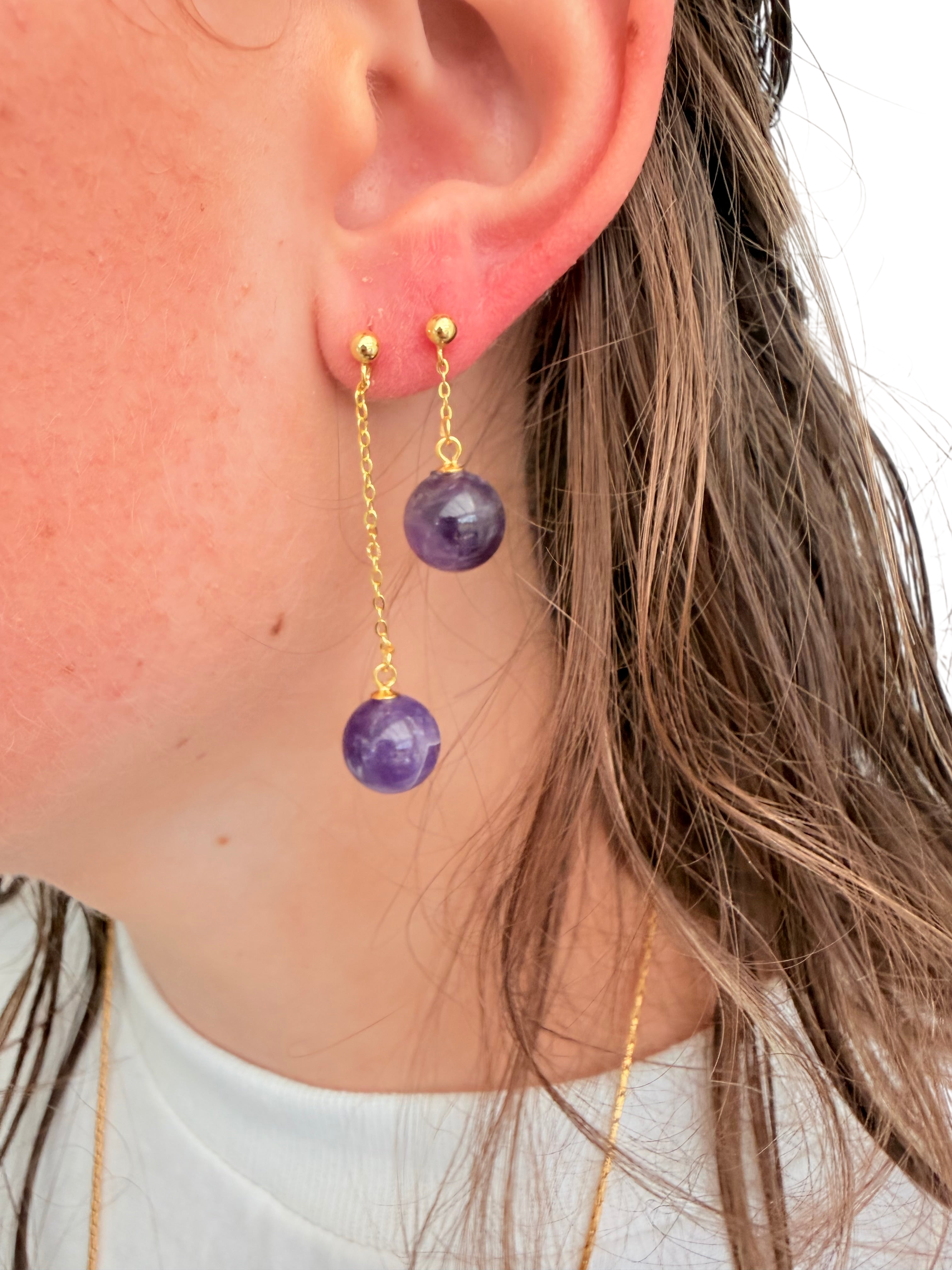 Ørering enkelt med lilla ametyst #32 Mix & Match
