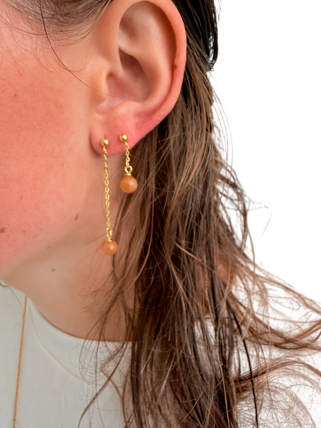 Ørering enkelt med rød aventurin #16 Mix & Match