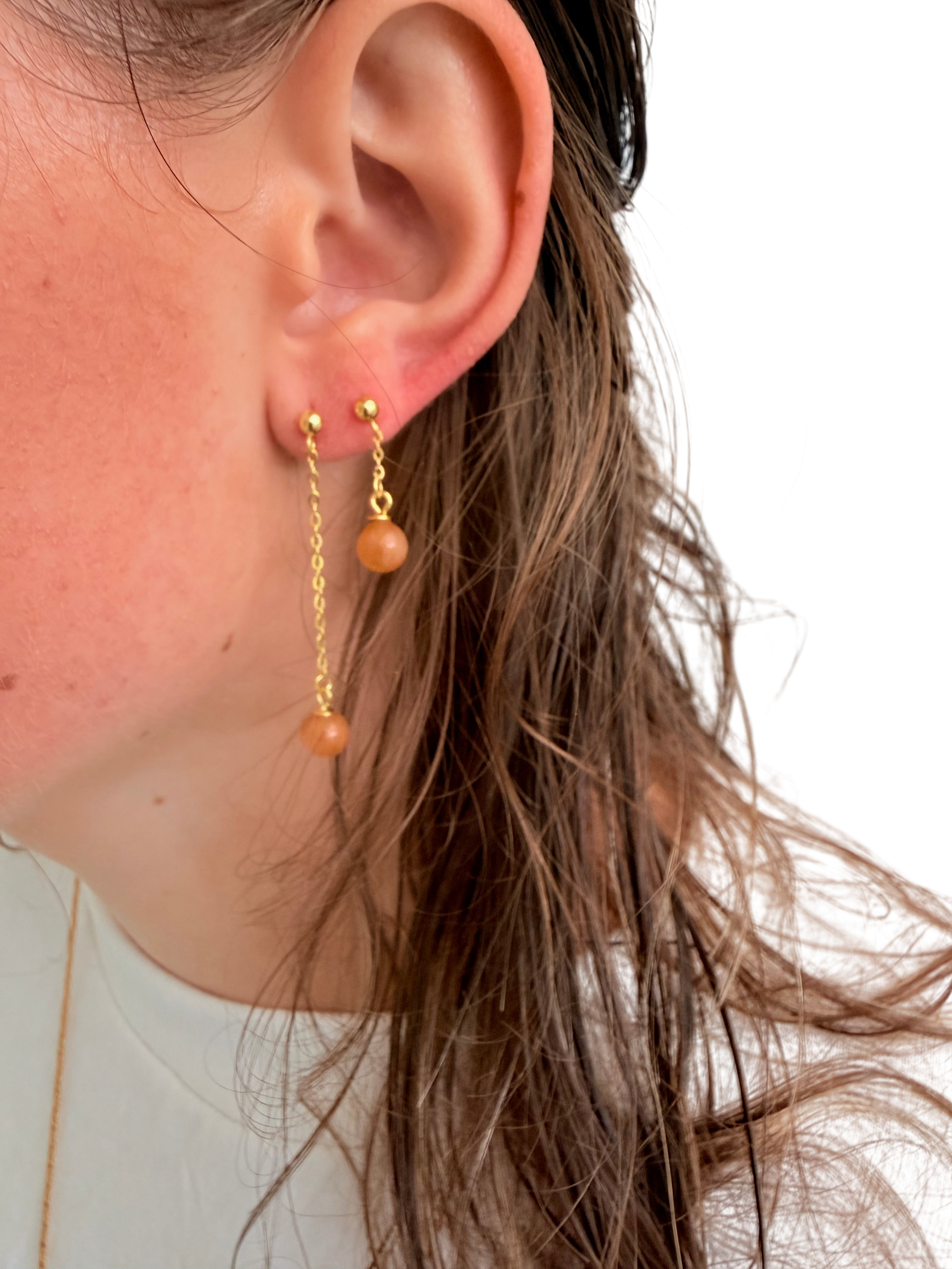 Ørering enkelt med rød aventurin #16 Mix & Match