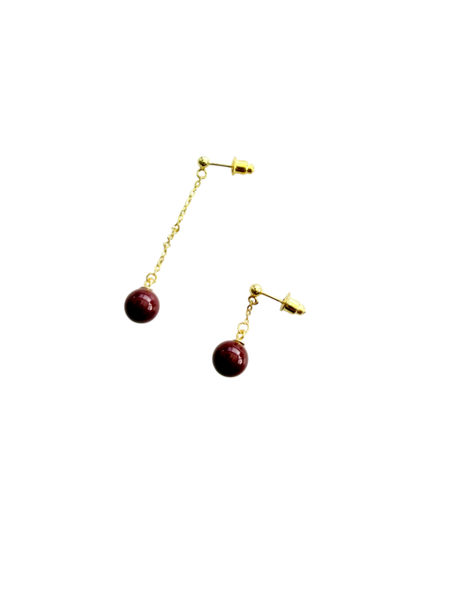 Enkelt Ørering med Bordeaux Perle – Mix & Match #92