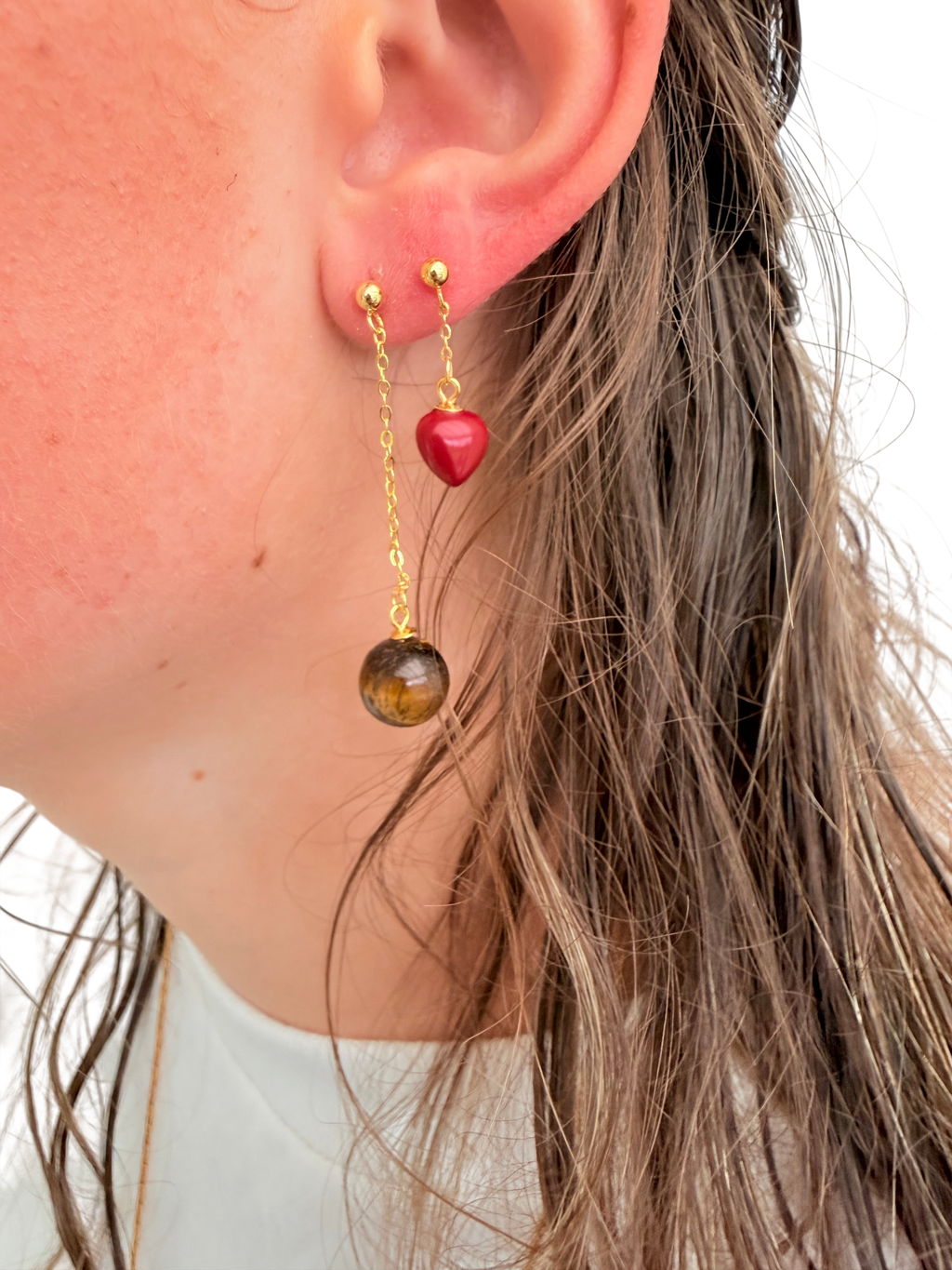 Ørering enkelt med tigereye #29 Mix & Match