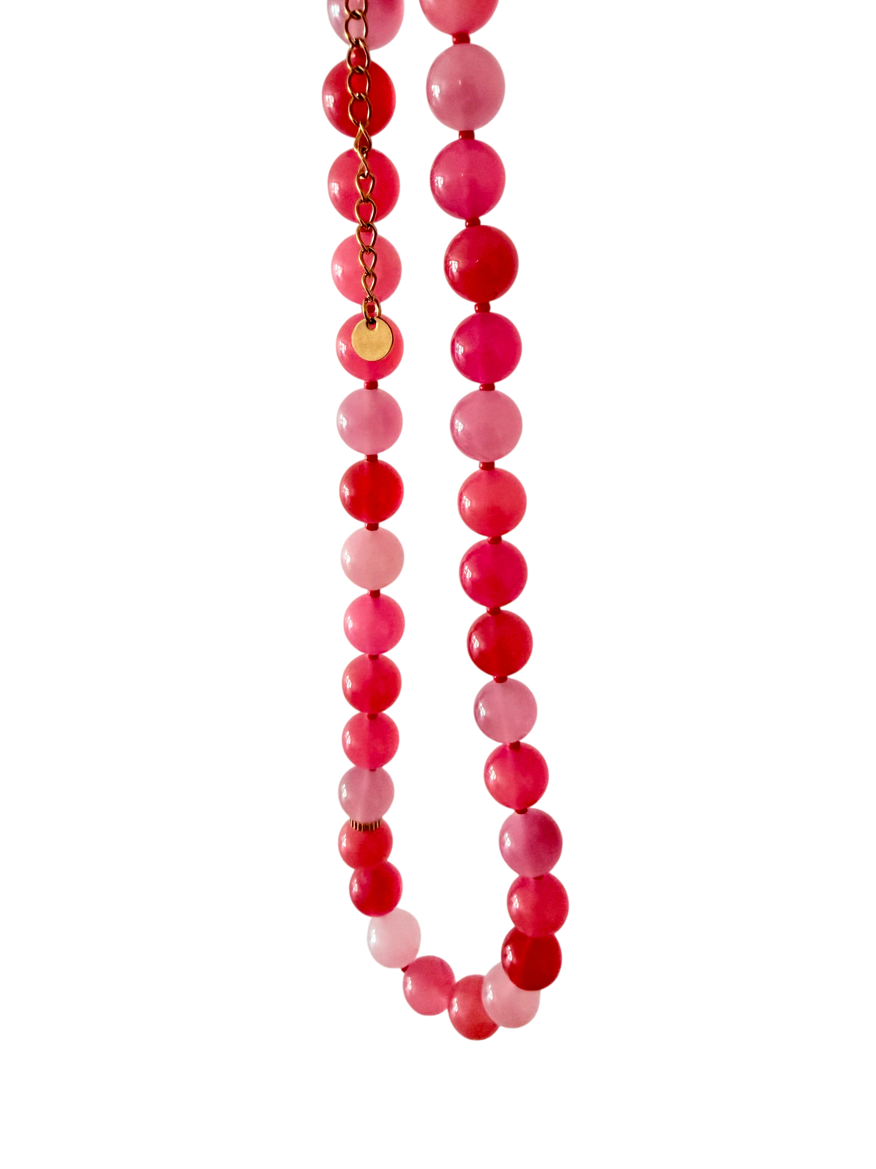 Halskæde med pink og lilla perler