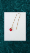 Forgyldt Ørering med Rødt Hjerte - Håndlavet
