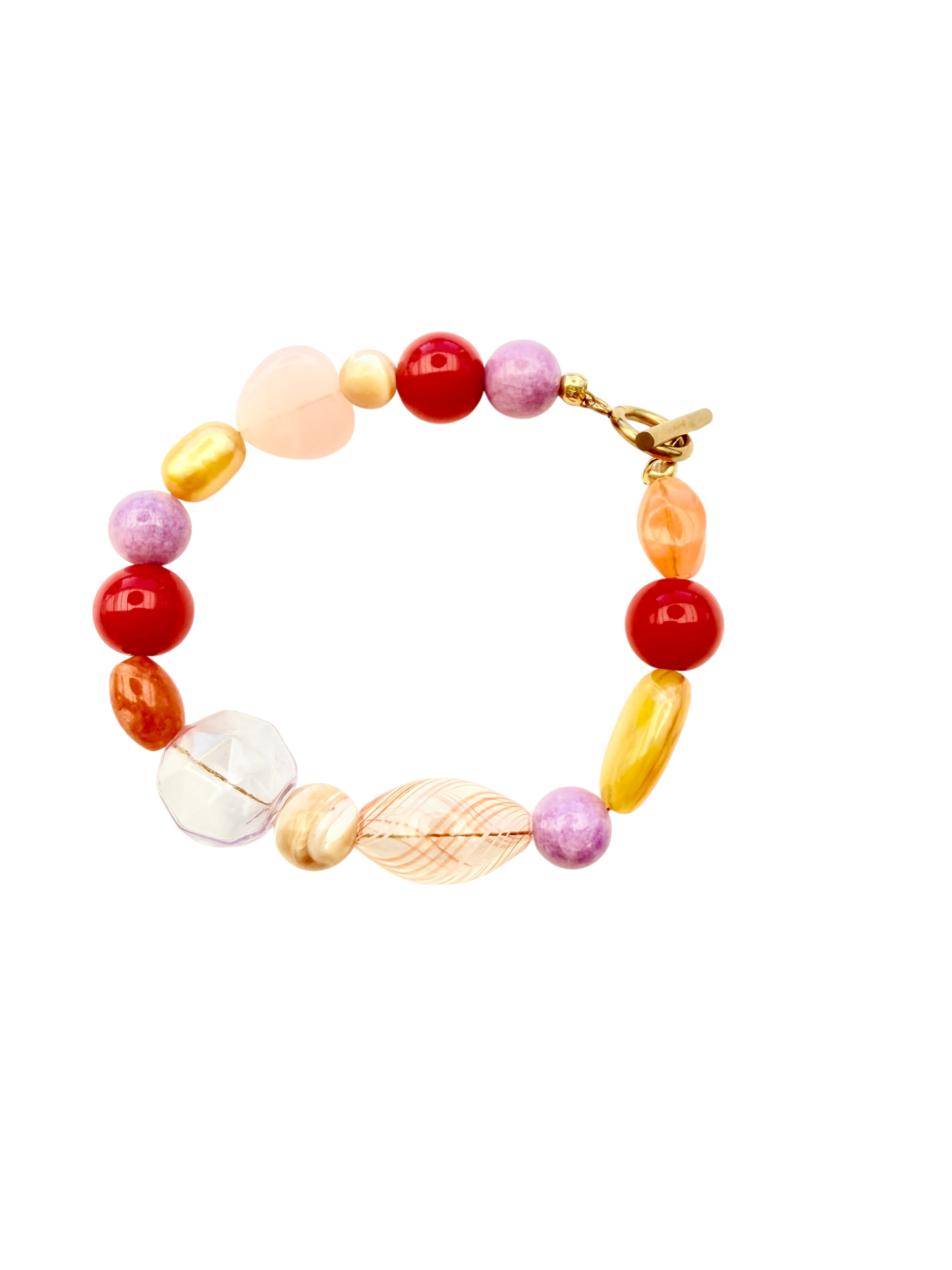 Håndlavet Forgyldt Armbånd med Farverige Perler
