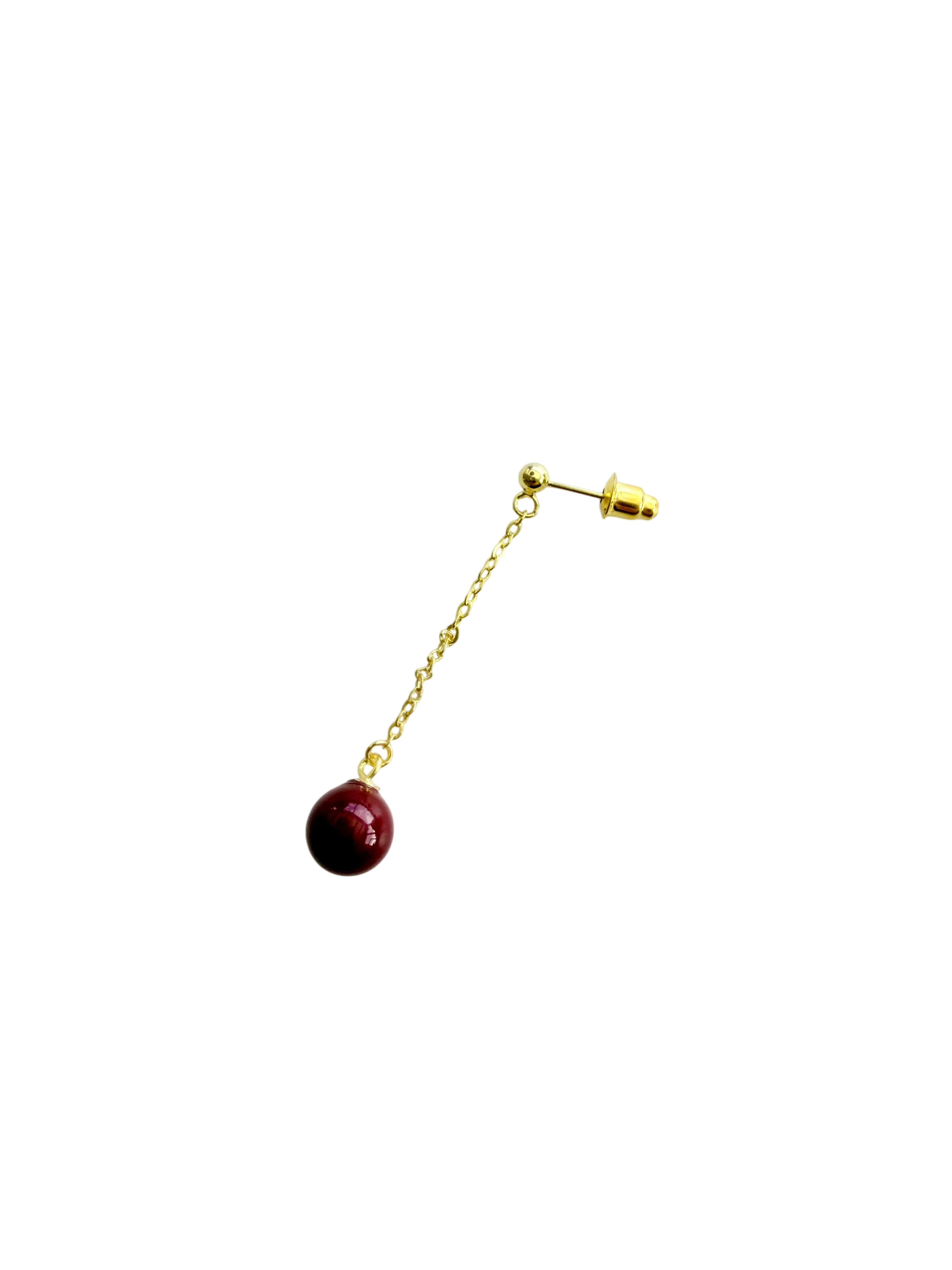 Enkelt Ørering med Bordeaux Perle – Mix & Match #92