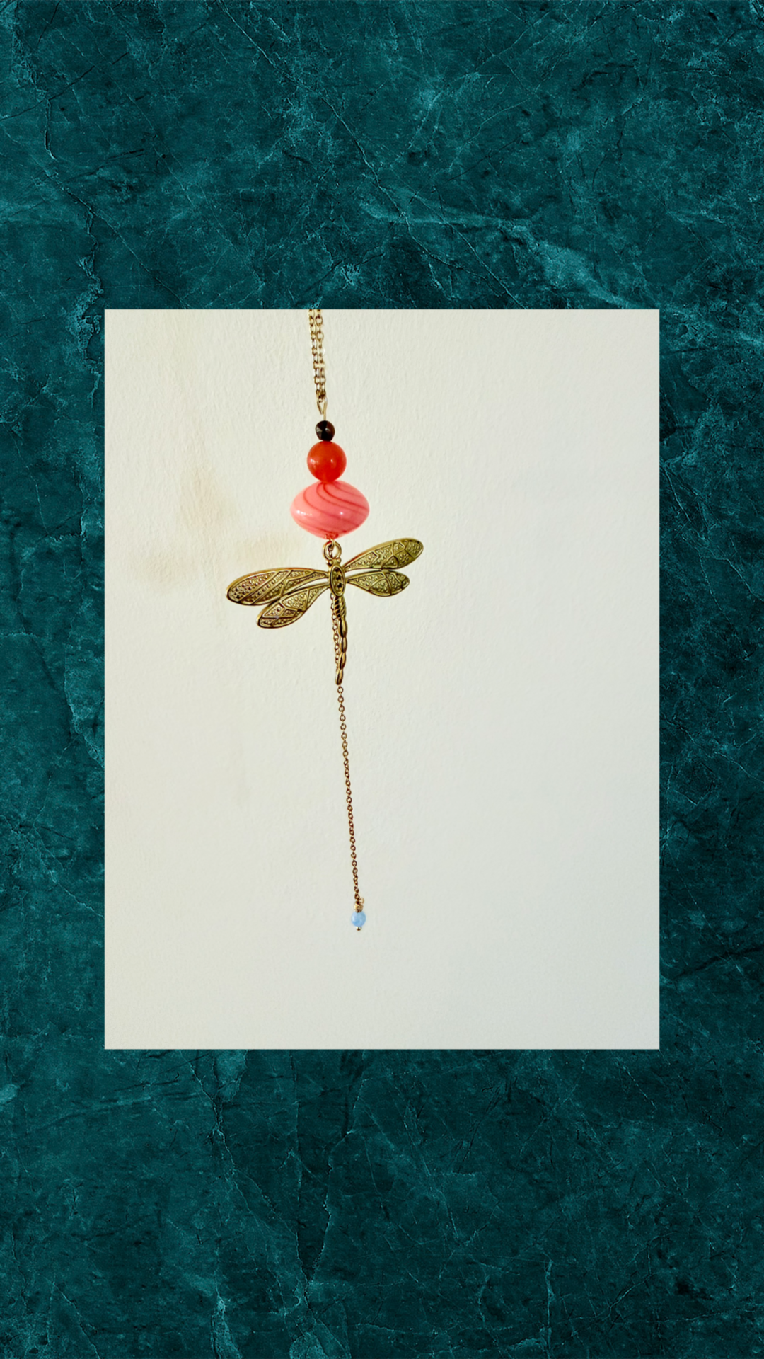 Håndlavet Halskæde med guldsmed og glasperle