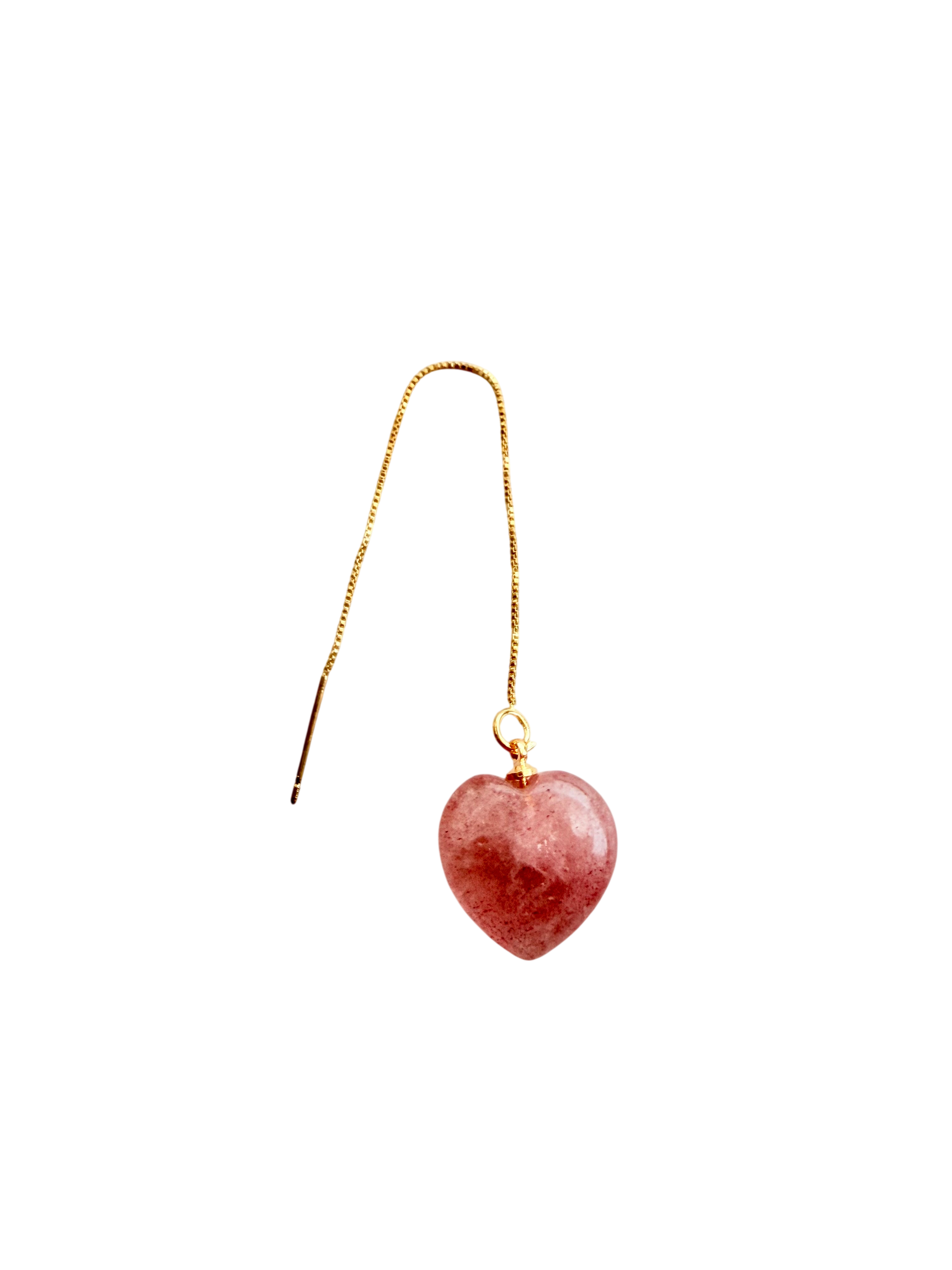 Øretråd enkelt med strawberry Quartz hjerte #11 Mix & Match