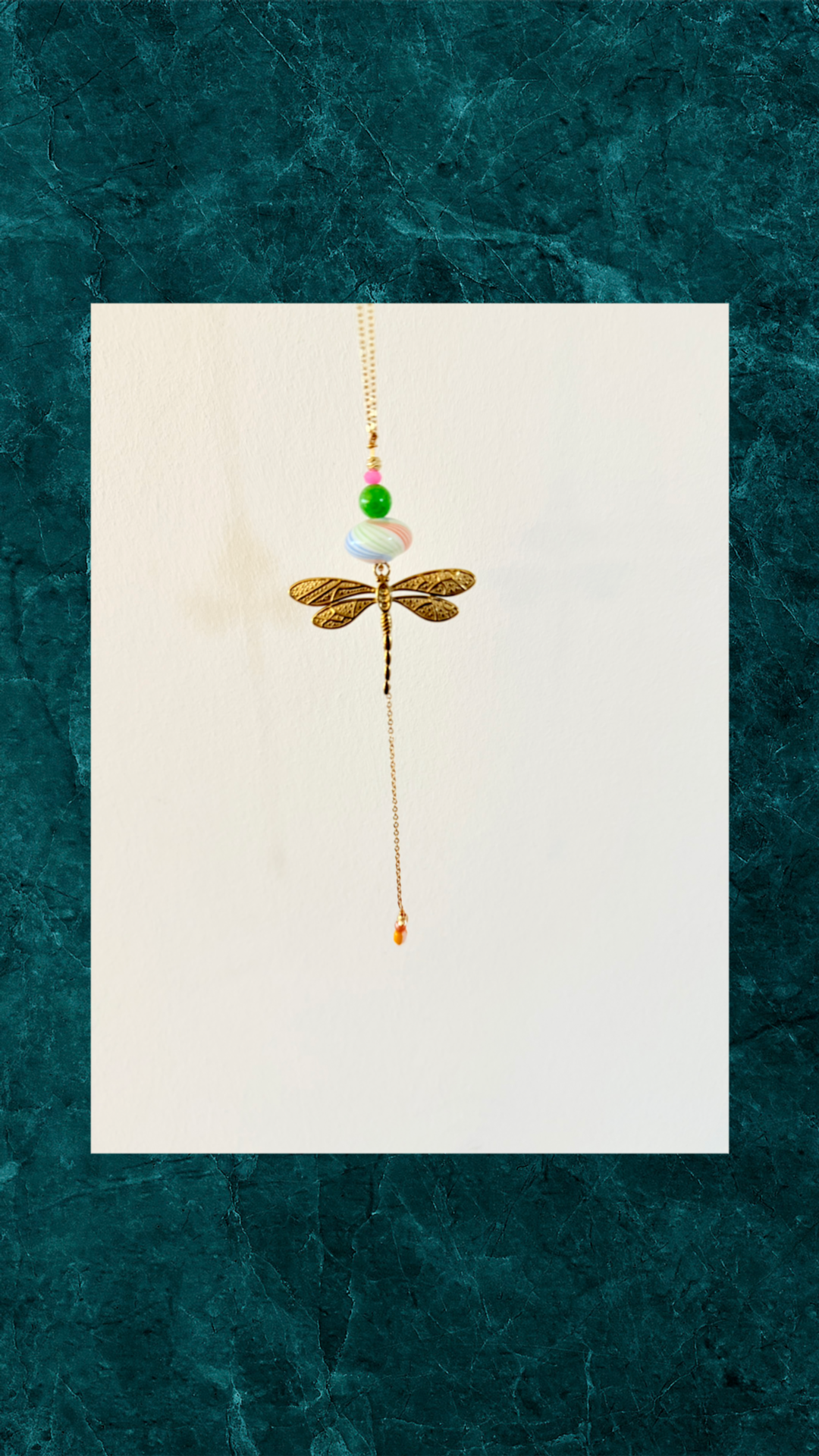 Håndlavet Y Halskæde med guldsmed og glasperle