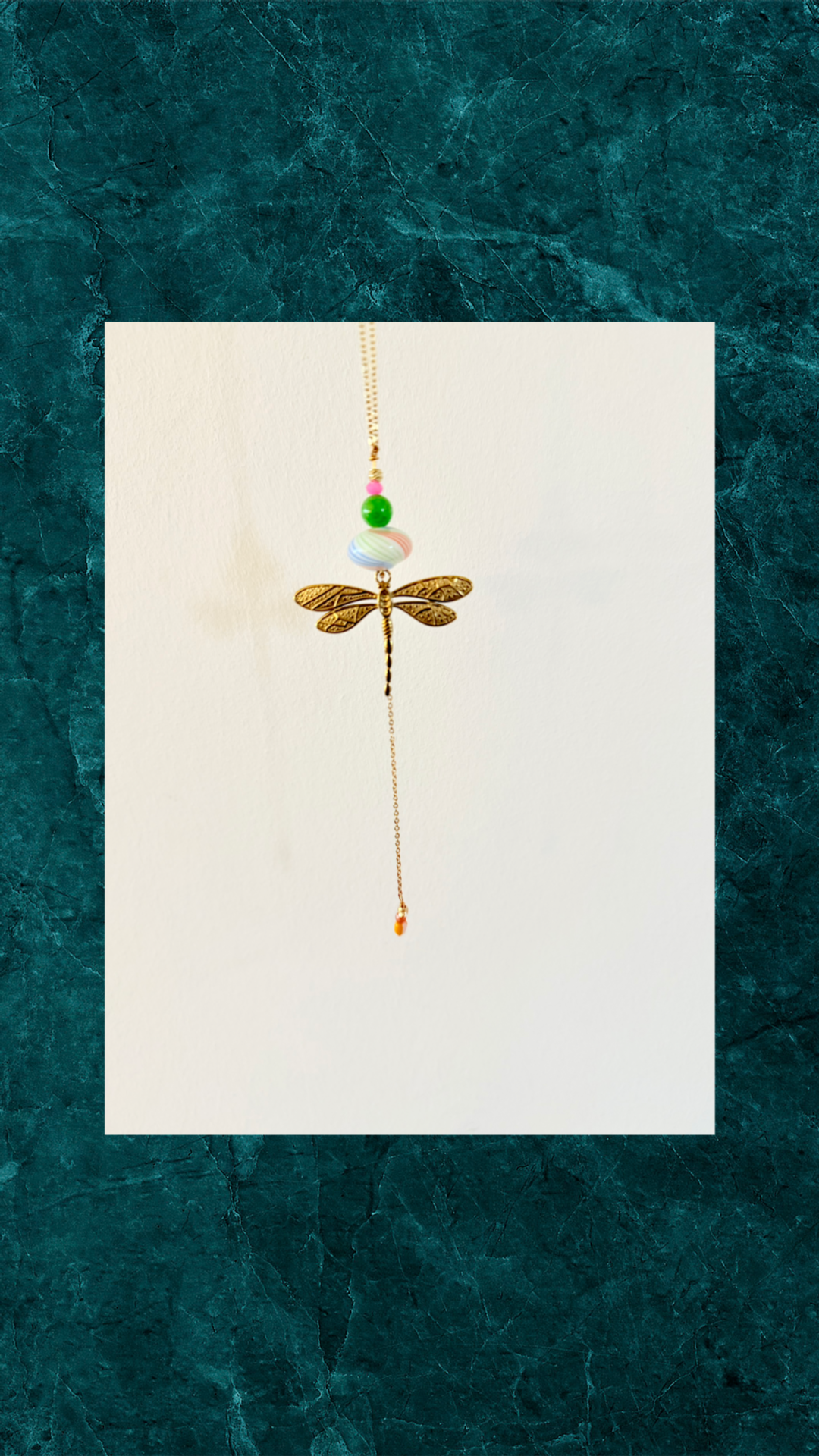 Håndlavet Y Halskæde med guldsmed og glasperle