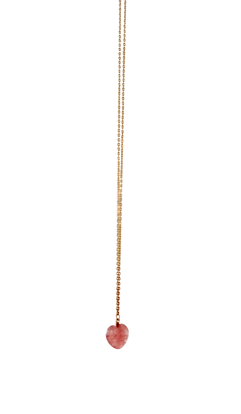 Håndlavet Halskæde med strawberry Quartz hjerte, 80 cm.