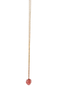 Håndlavet Halskæde med strawberry Quartz hjerte, 80 cm.
