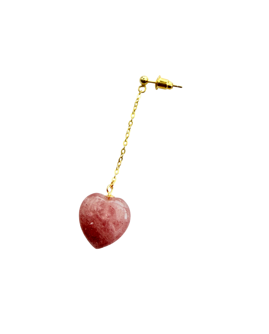 Ørering enkelt med strawberry Quartz hjerte #10 Mix & Match