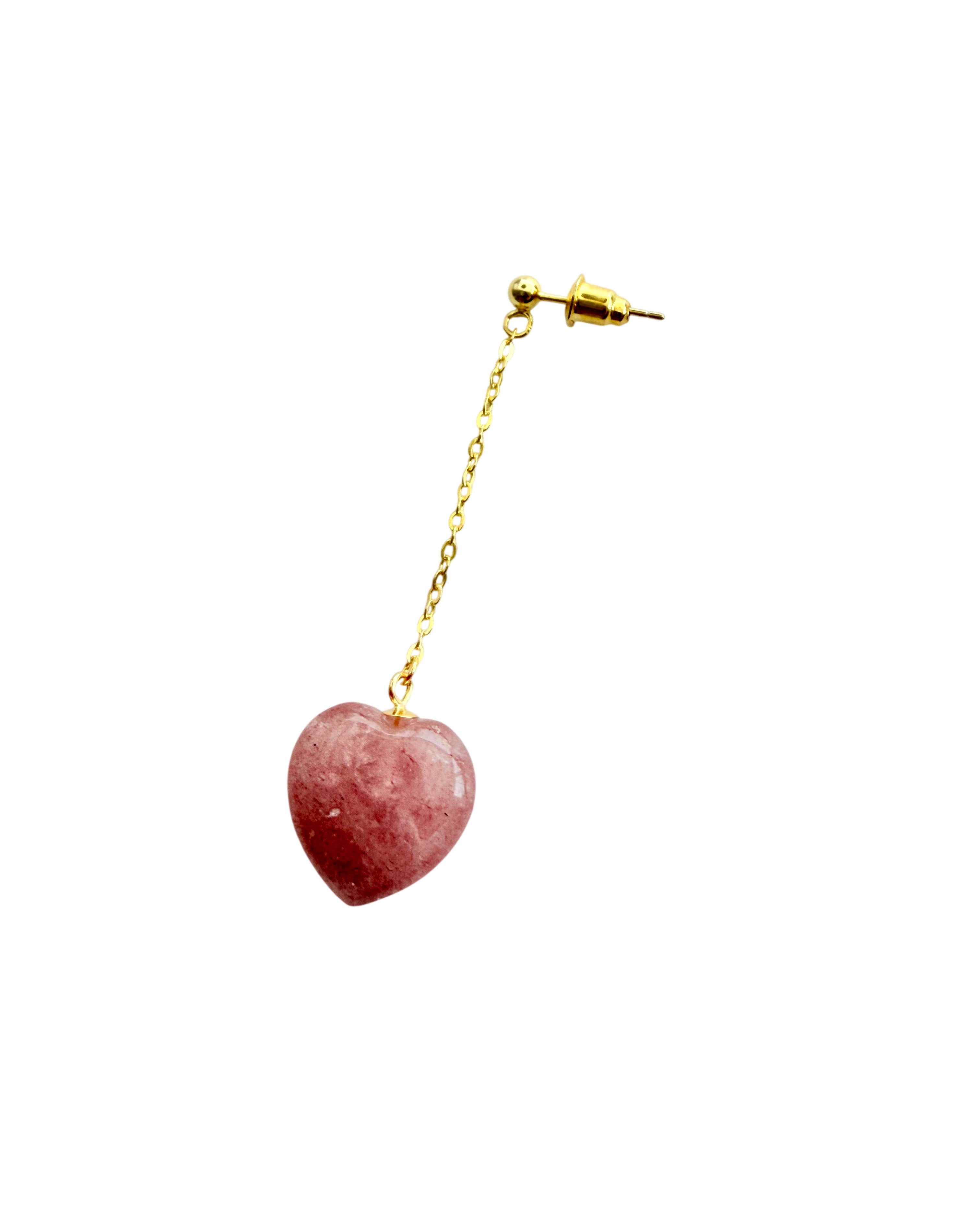 Ørering enkelt med strawberry Quartz hjerte #10 Mix & Match