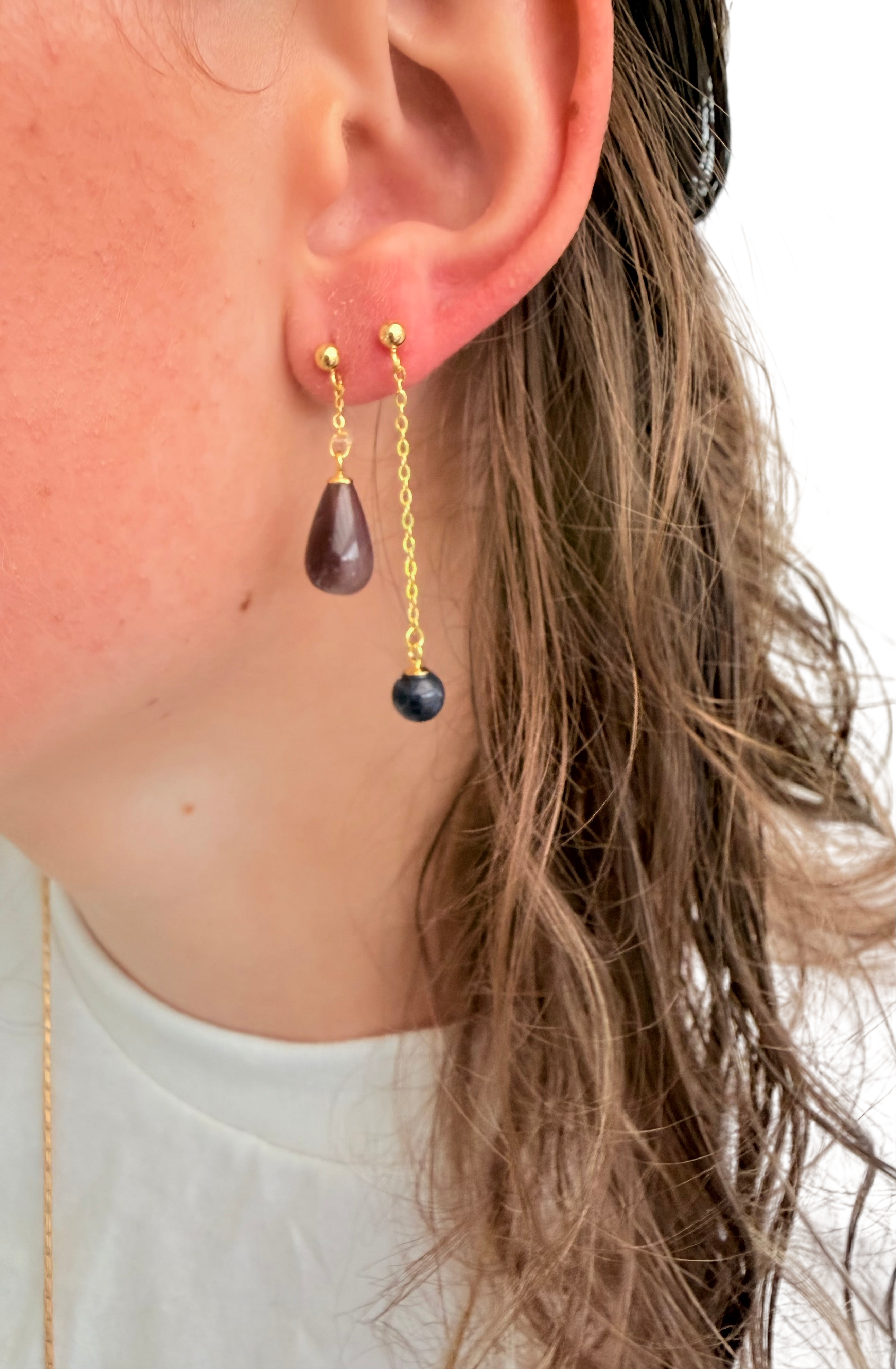 Ørering enkelt med lilla ametyst #19 Mix & Match