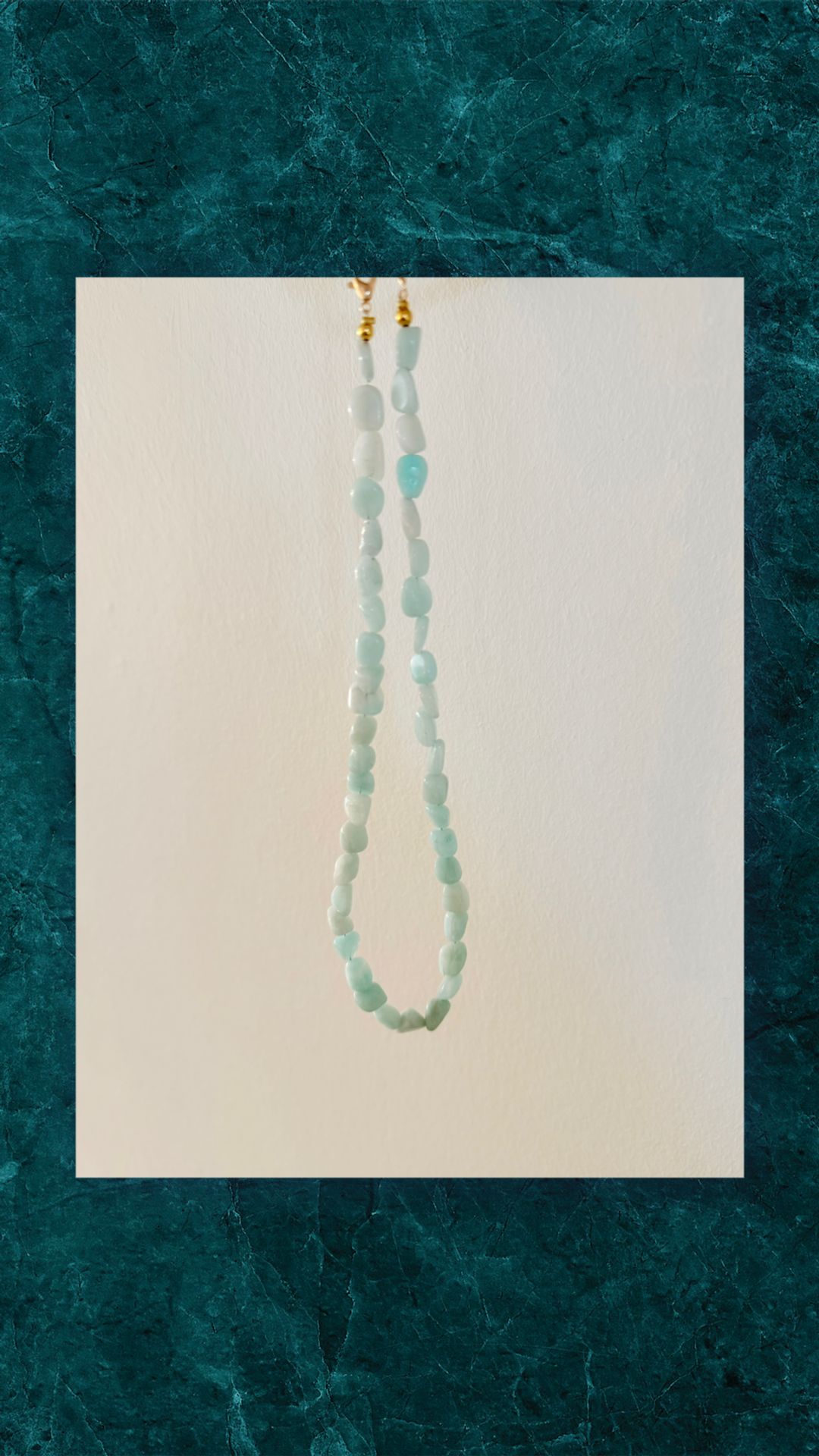 Halskæde med Turkis Larimar Perler - Håndlavet Smykke