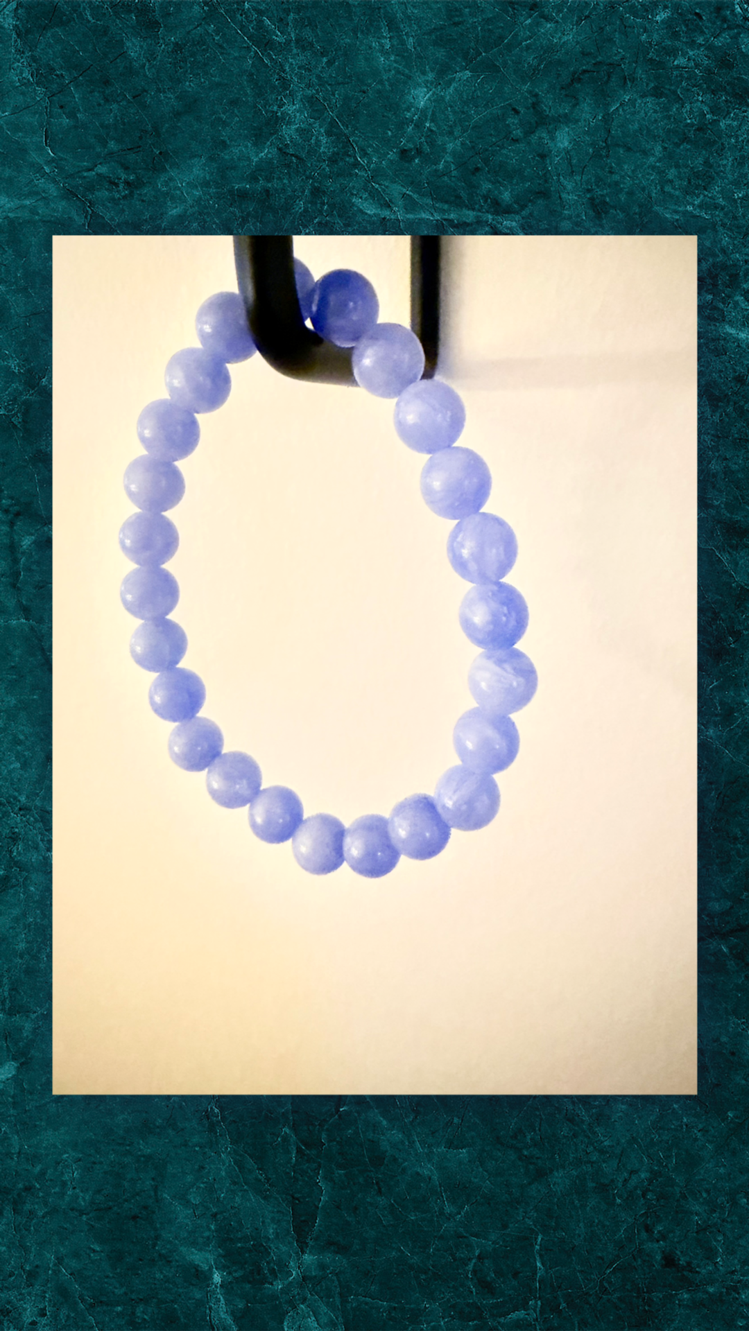 Blåt Elastik Armbånd med Perler - Håndlavet
