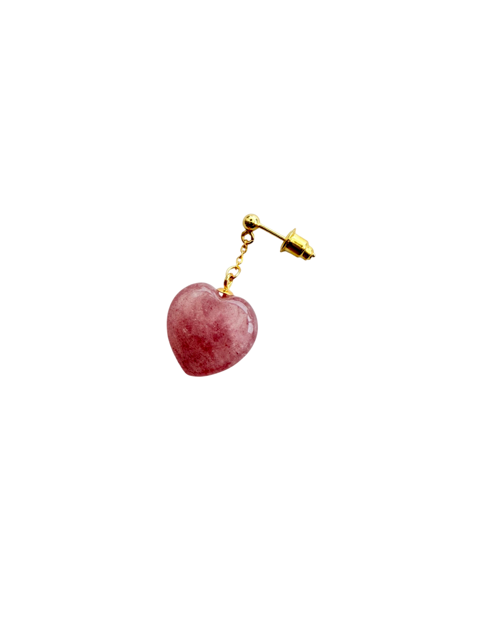 Ørering Enkelt med strawberry Quartz hjerte #09 Mix & Match