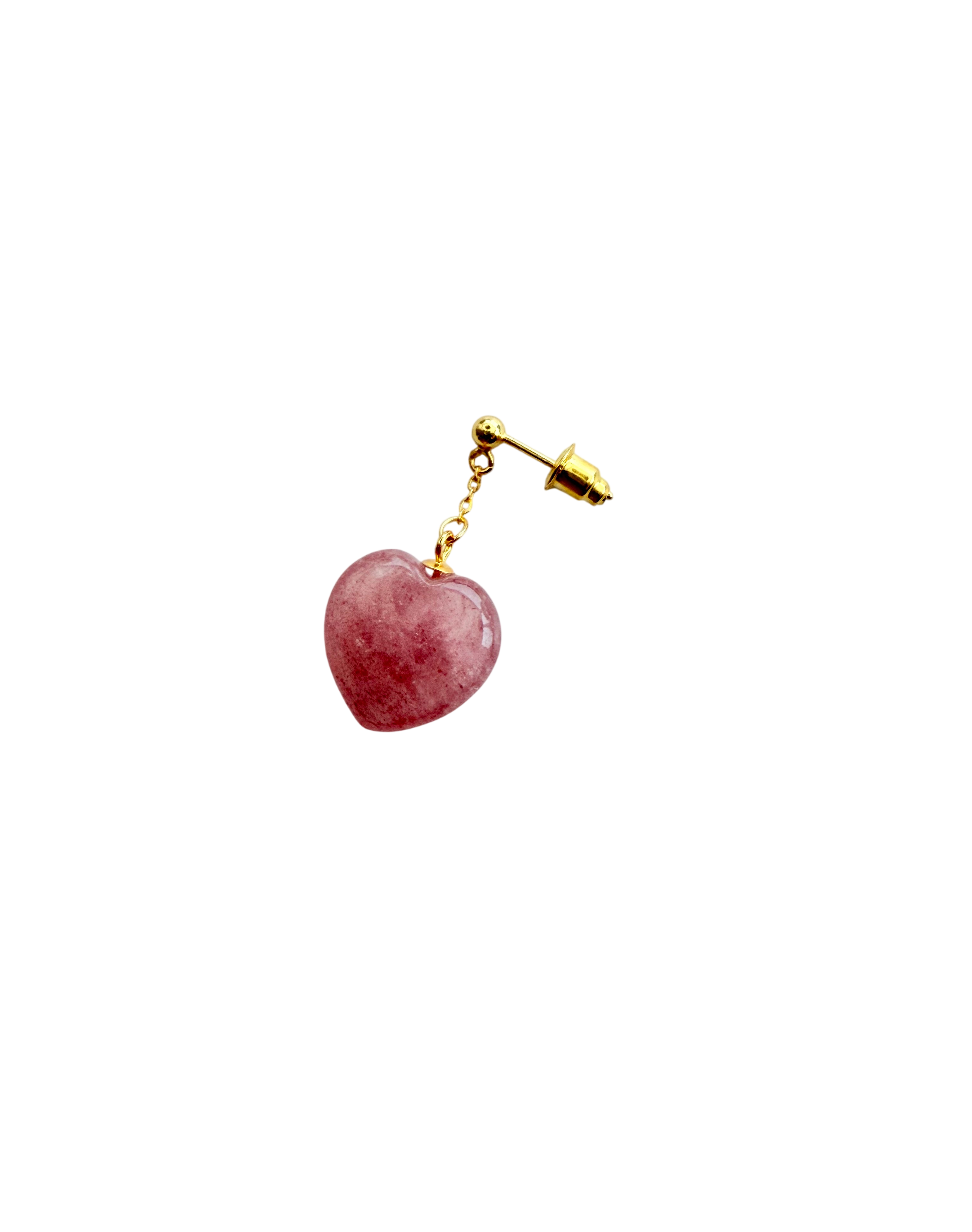 Ørering Enkelt med strawberry Quartz hjerte #09 Mix & Match