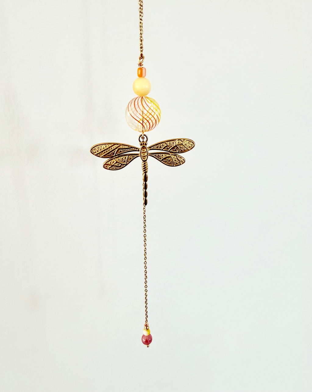 Y Halskæde med Guldsmed og Glasperle - Forgyldt