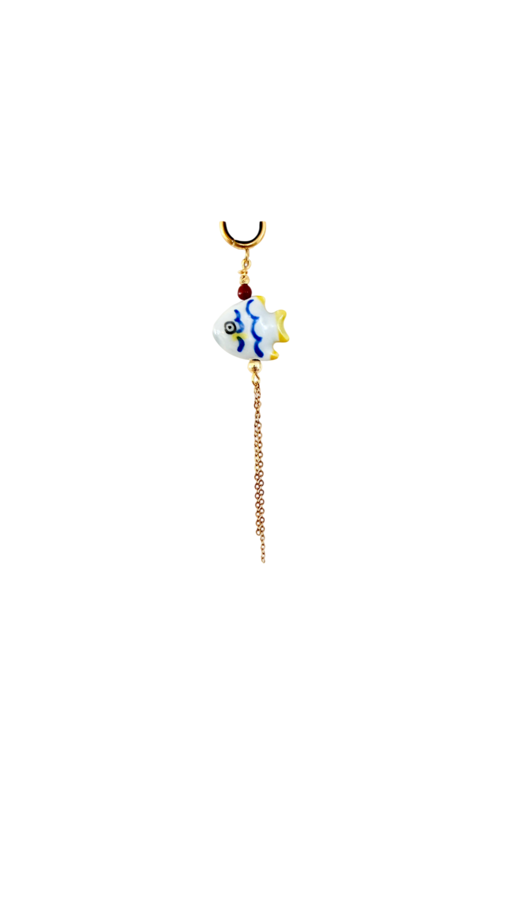 Forgyldt Ørering med Fisk - Håndlavet Charm #47