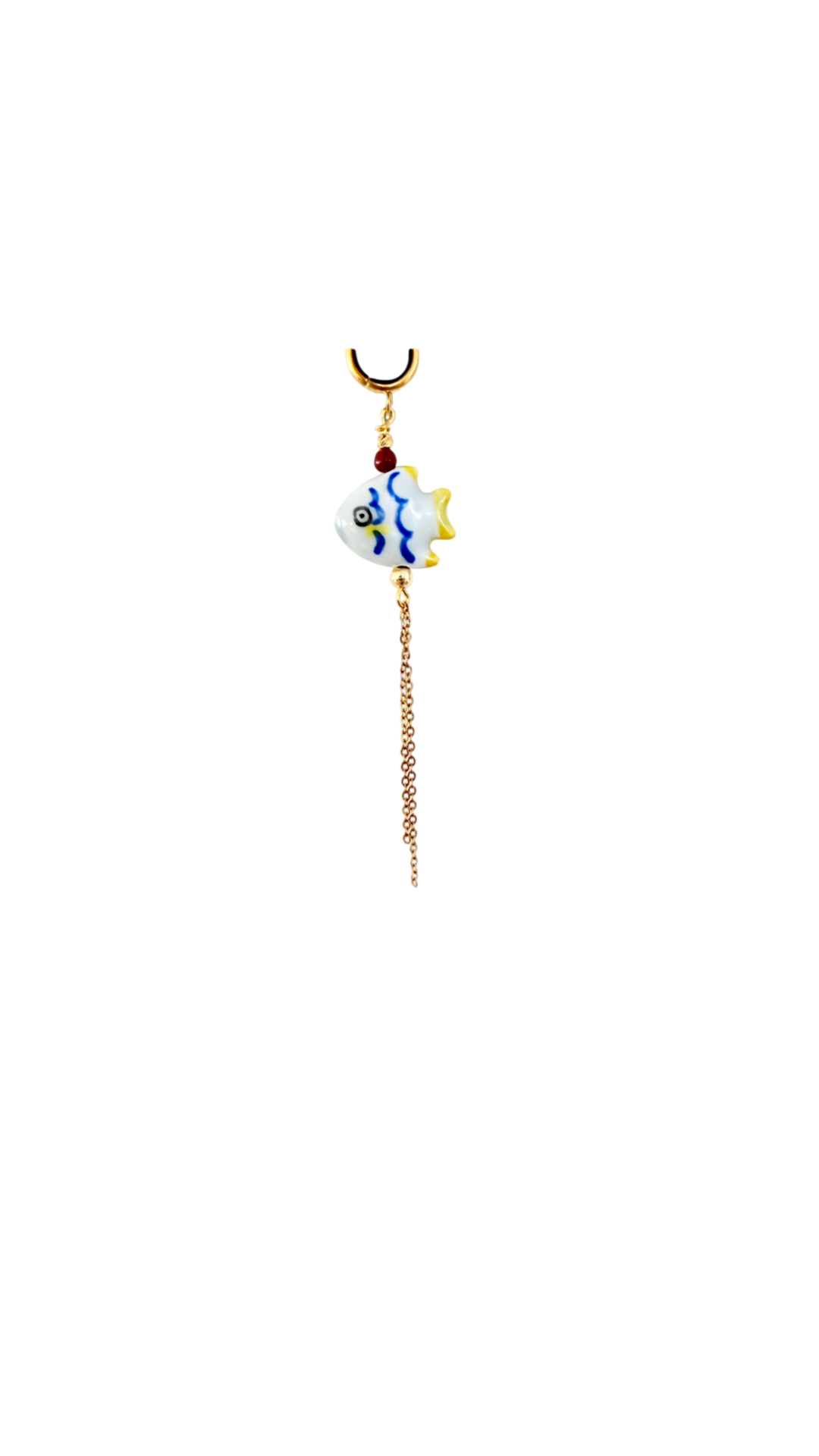 Forgyldt Ørering med Fisk - Håndlavet Charm #47