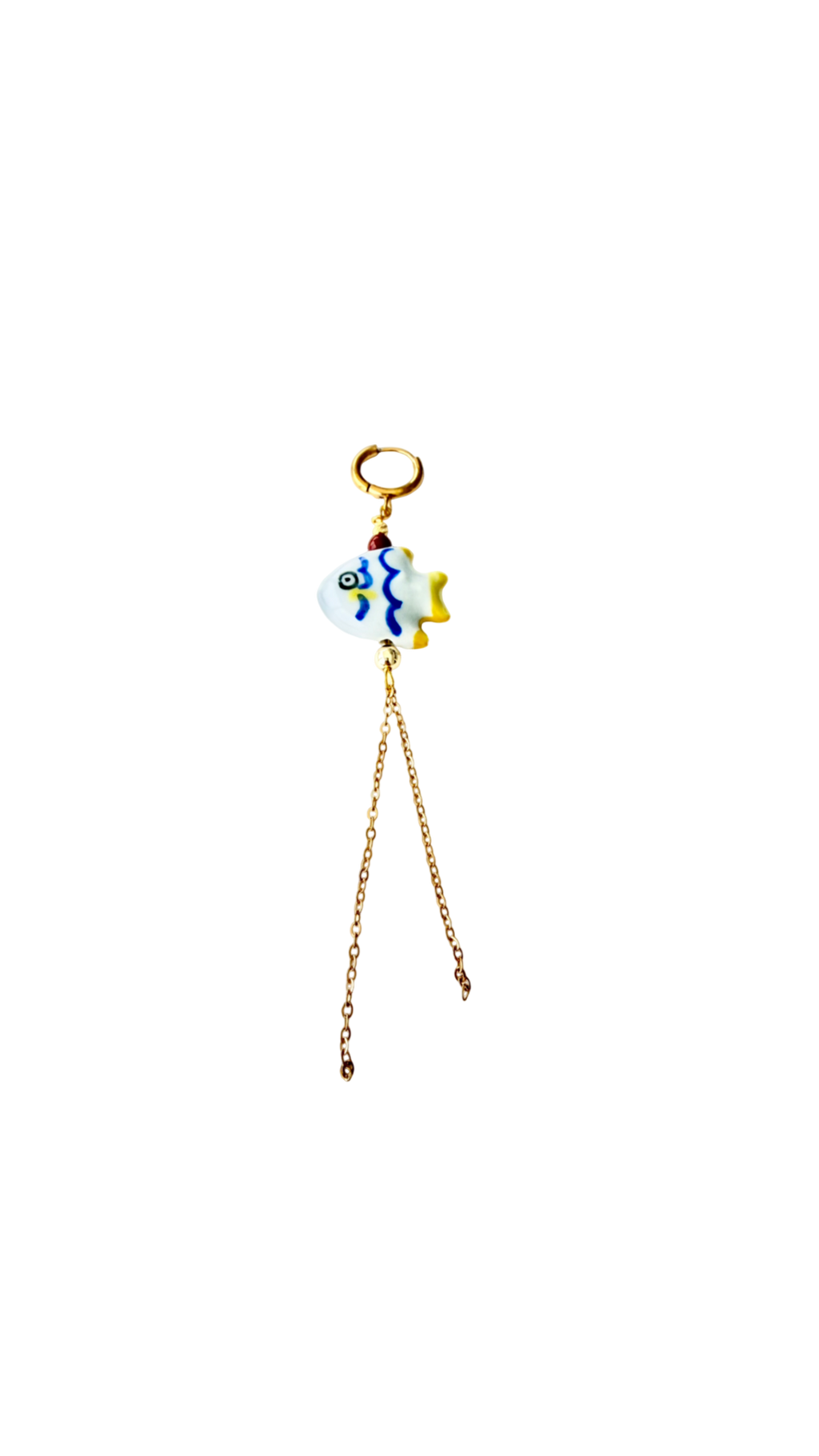Forgyldt Ørering med Fisk - Håndlavet Charm #47