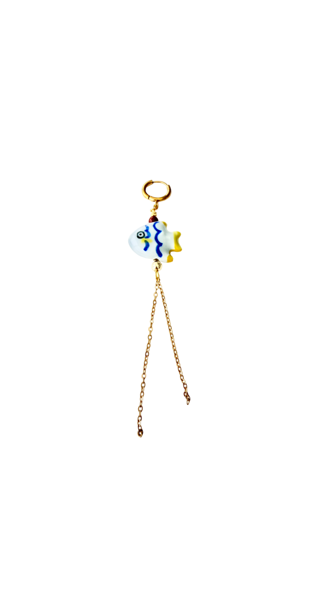 Forgyldt Ørering med Fisk - Håndlavet Charm #47