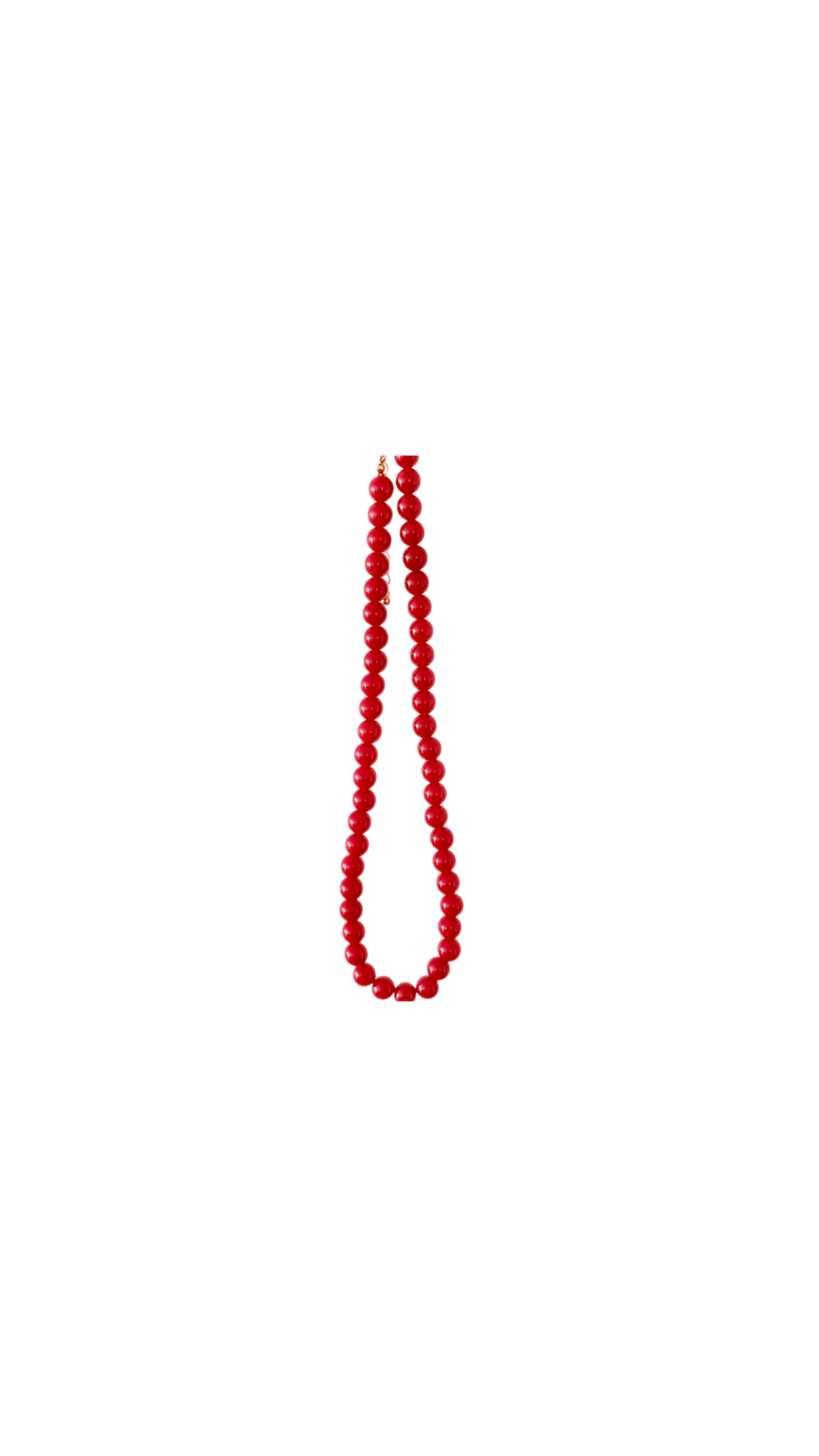 Forgyldt Halskæde med Røde Perler
