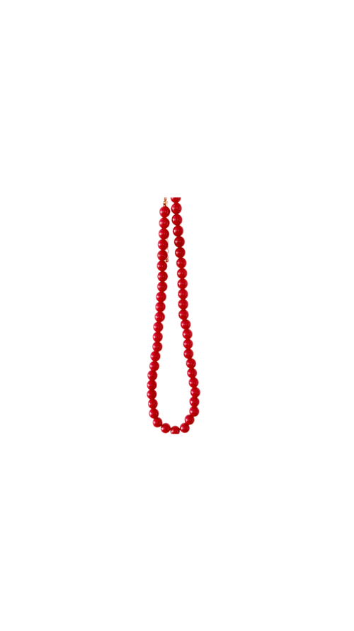 Forgyldt Halskæde med Røde Perler