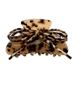 Hårklemme beige Leopard med sløjfe