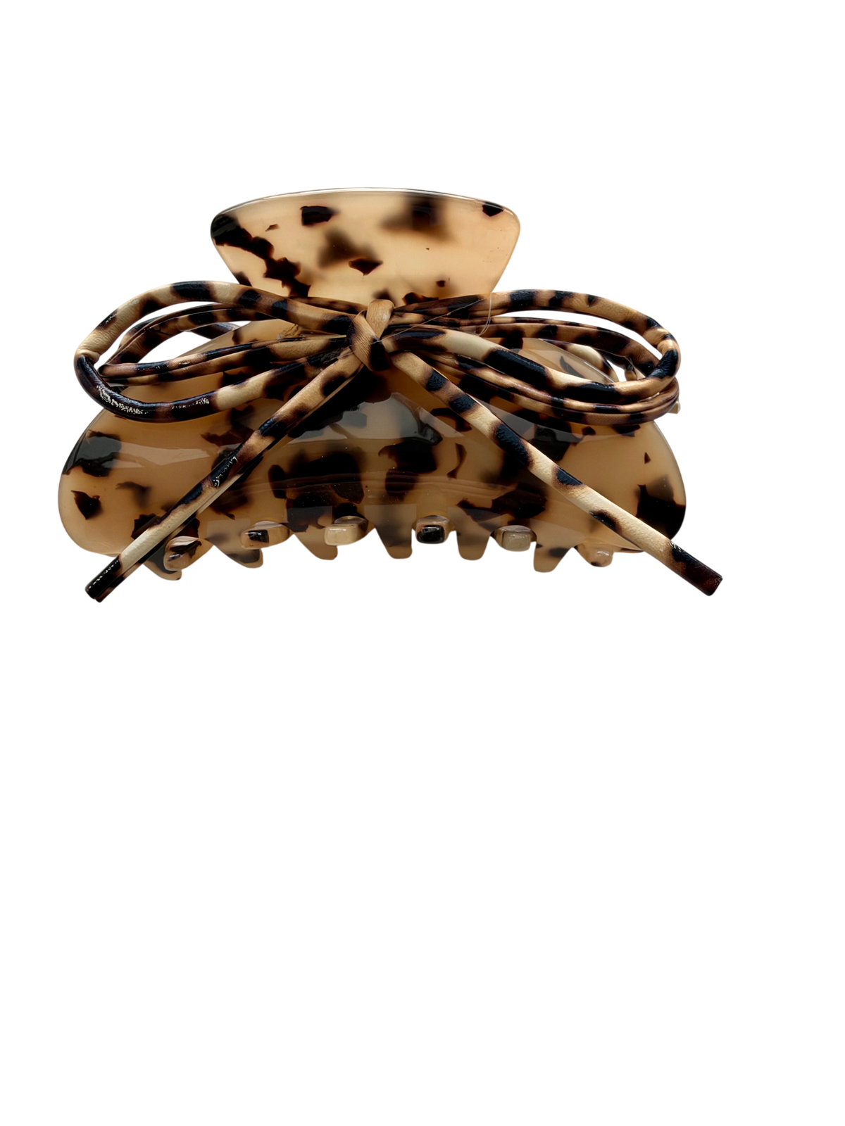 Hårklemme beige Leopard med sløjfe
