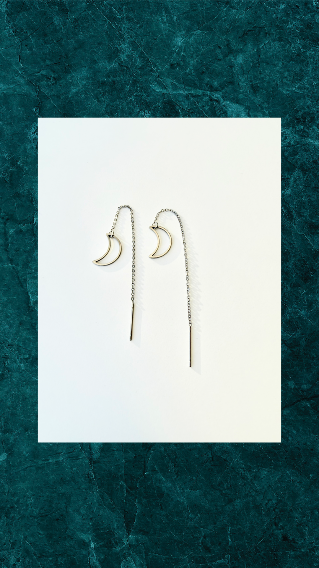 Sølvbelagte Moon Øretråde