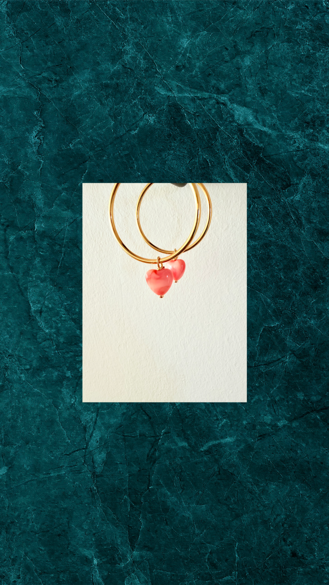 Forgyldte hoops øreringe med rosa hjerter #18