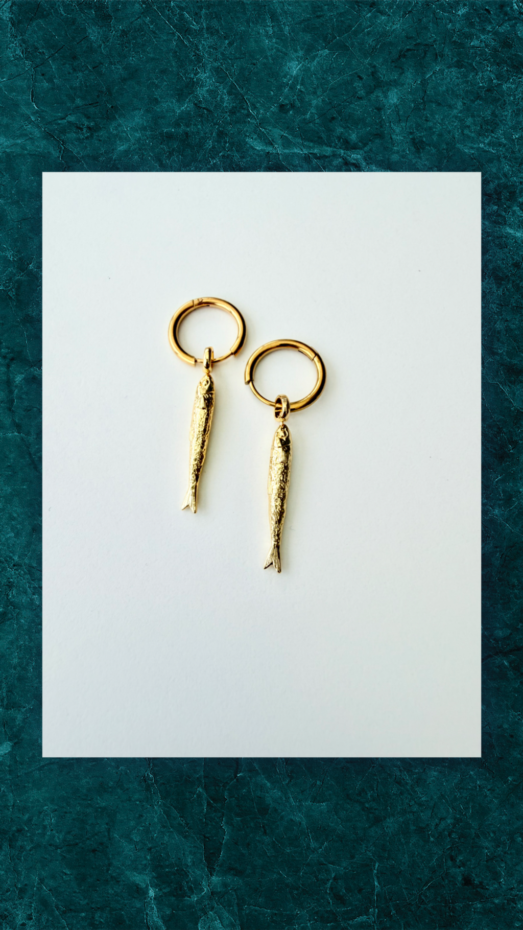 Forgyldte Øreringe med Fisk - Håndlavet Smykke