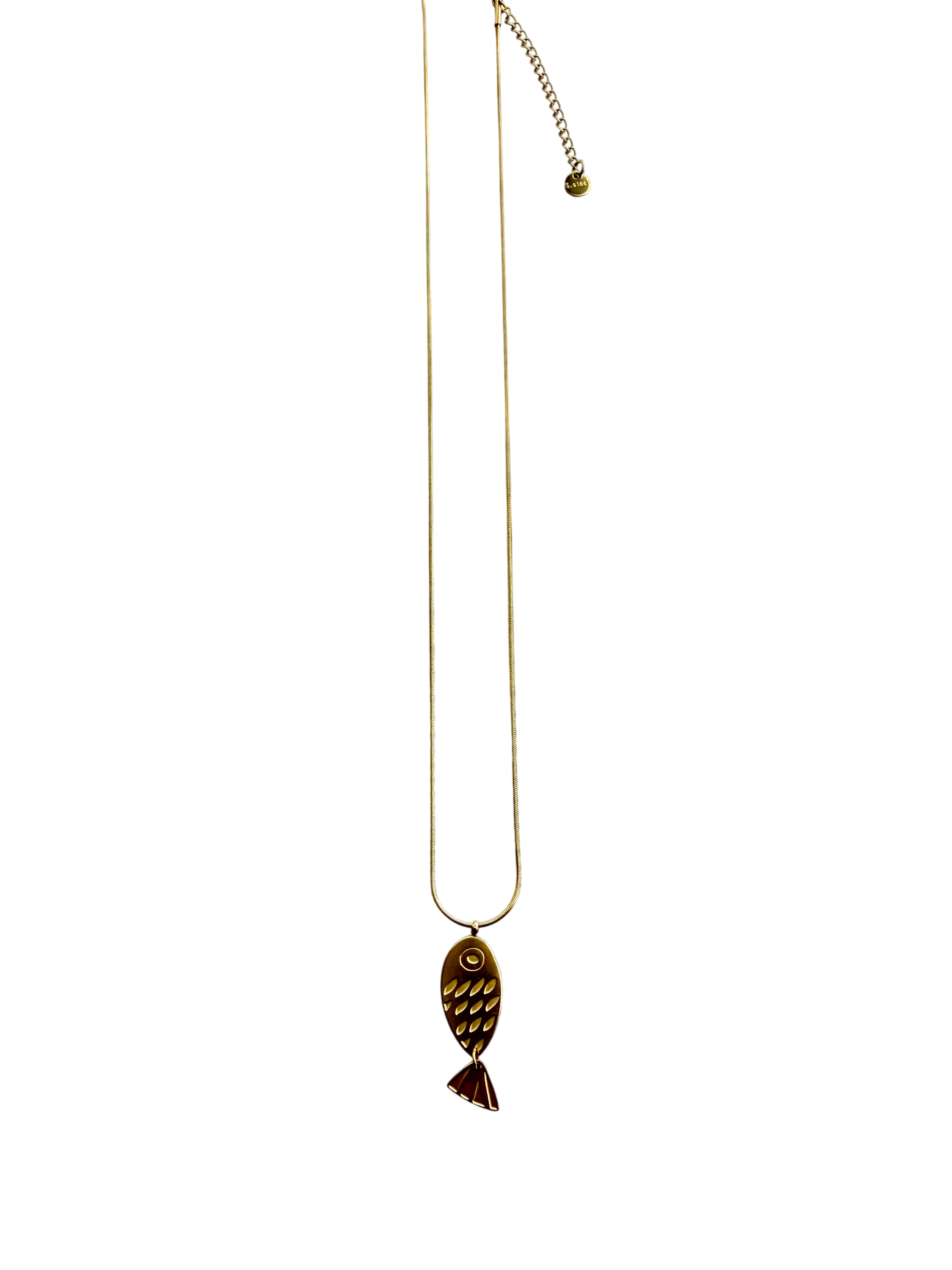 Halskæde med Fiske-Vedhæng – 18k Forgyldt, 45 cm