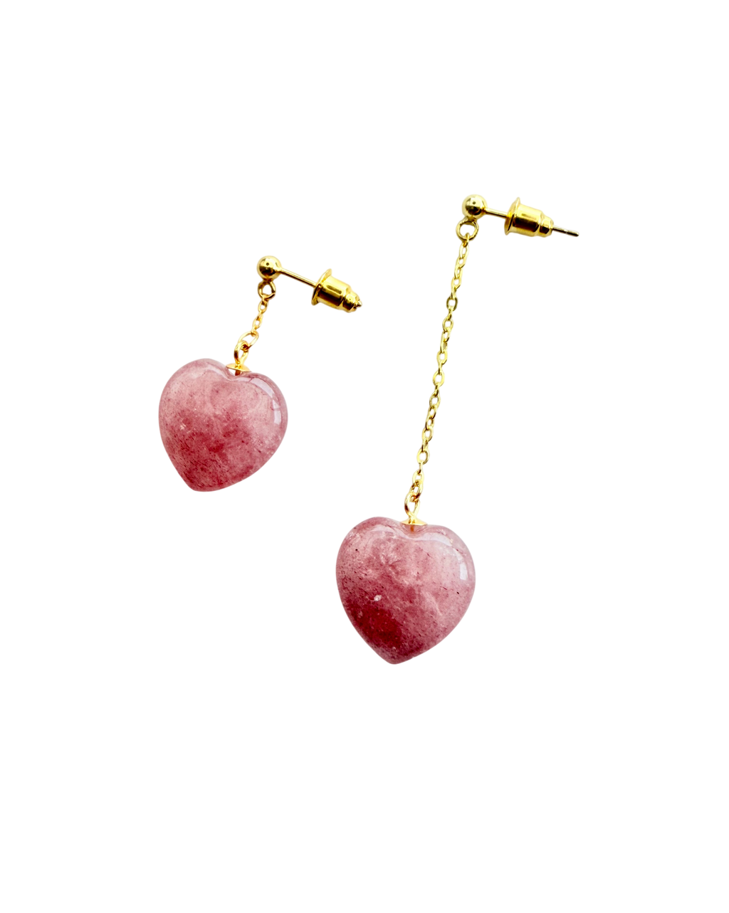 Ørering enkelt med strawberry Quartz hjerte #10 Mix & Match
