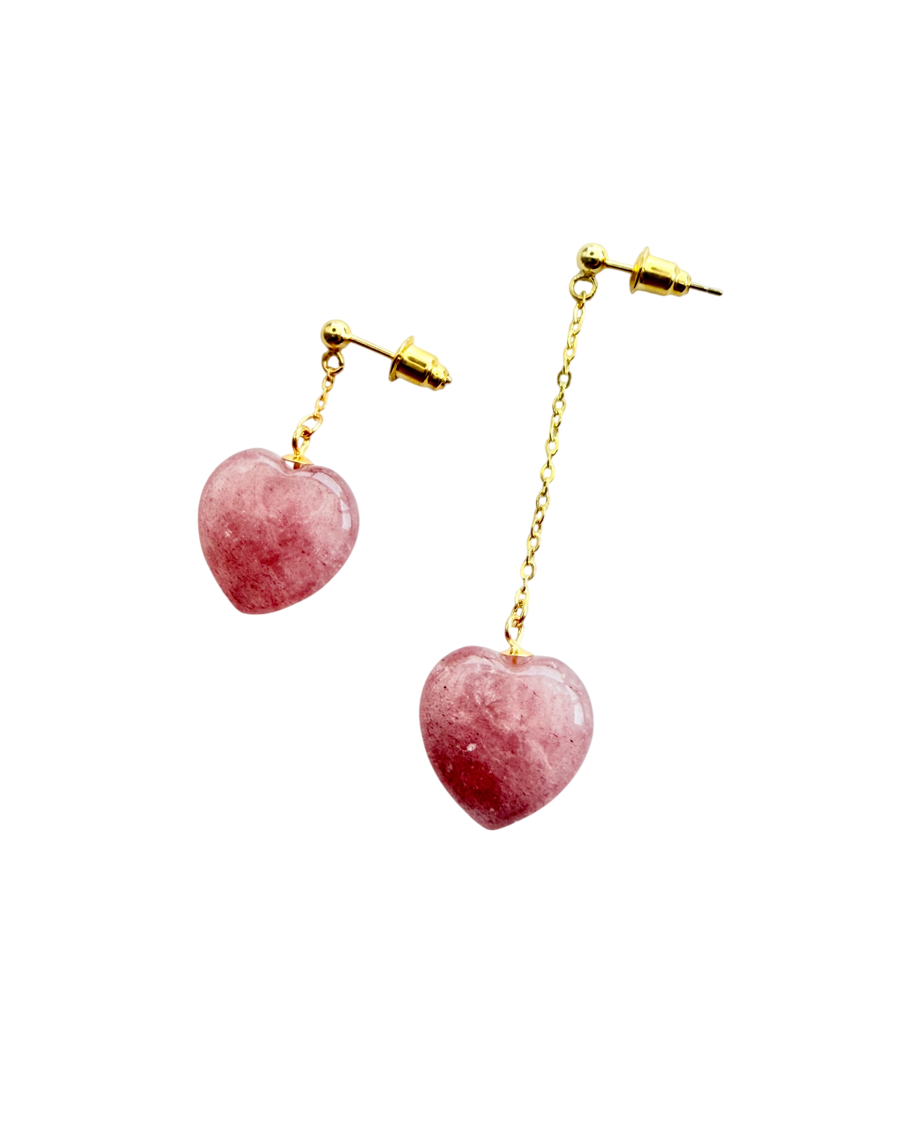 Ørering enkelt med strawberry Quartz hjerte #10 Mix & Match